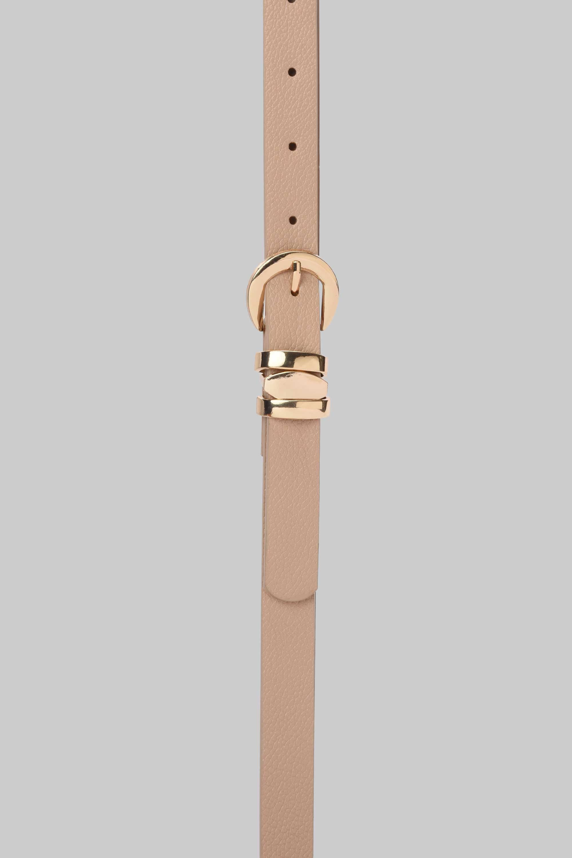 Beige Minimal Gold Buckle Belt belt CIZARO - Cizaro Jeans