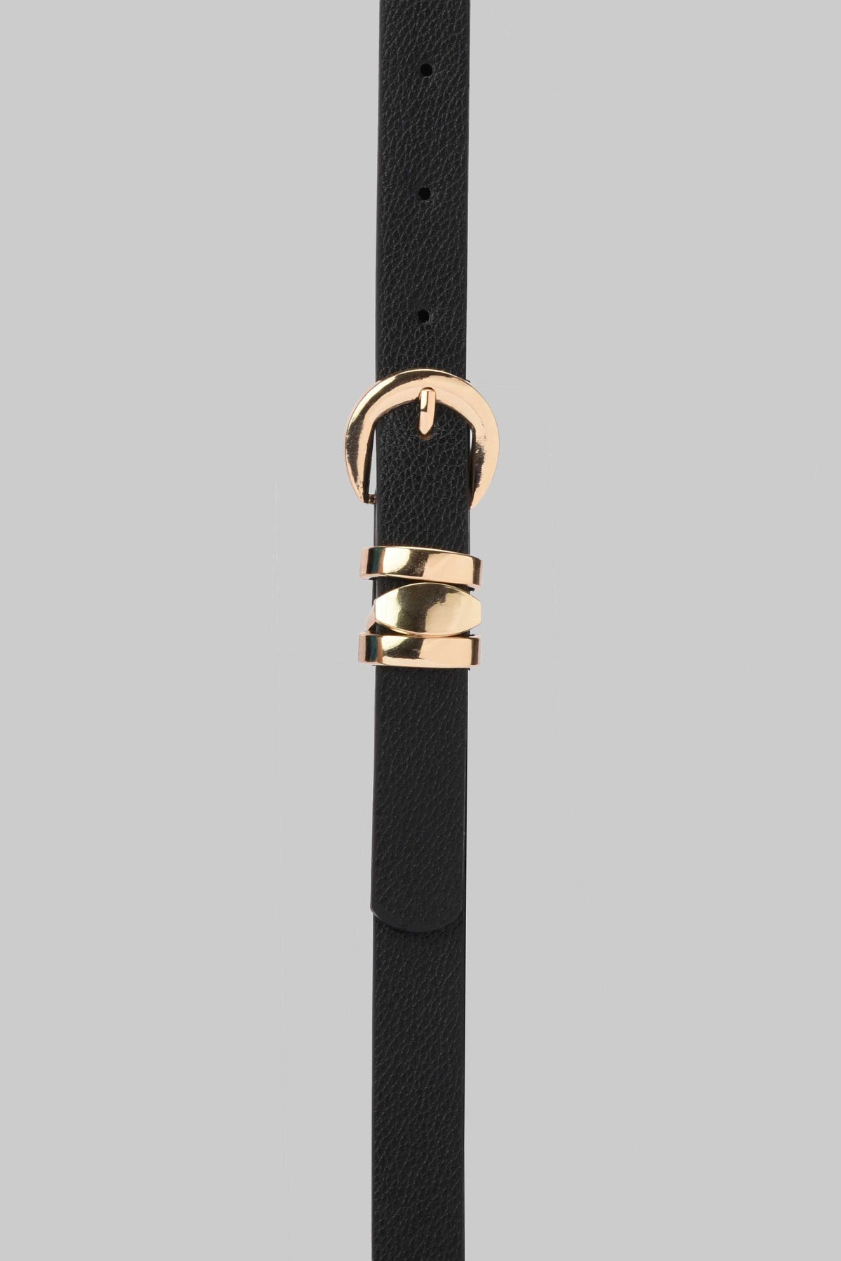 Black Minimal Gold Buckle Belt Belt CIZARO - Cizaro Jeans