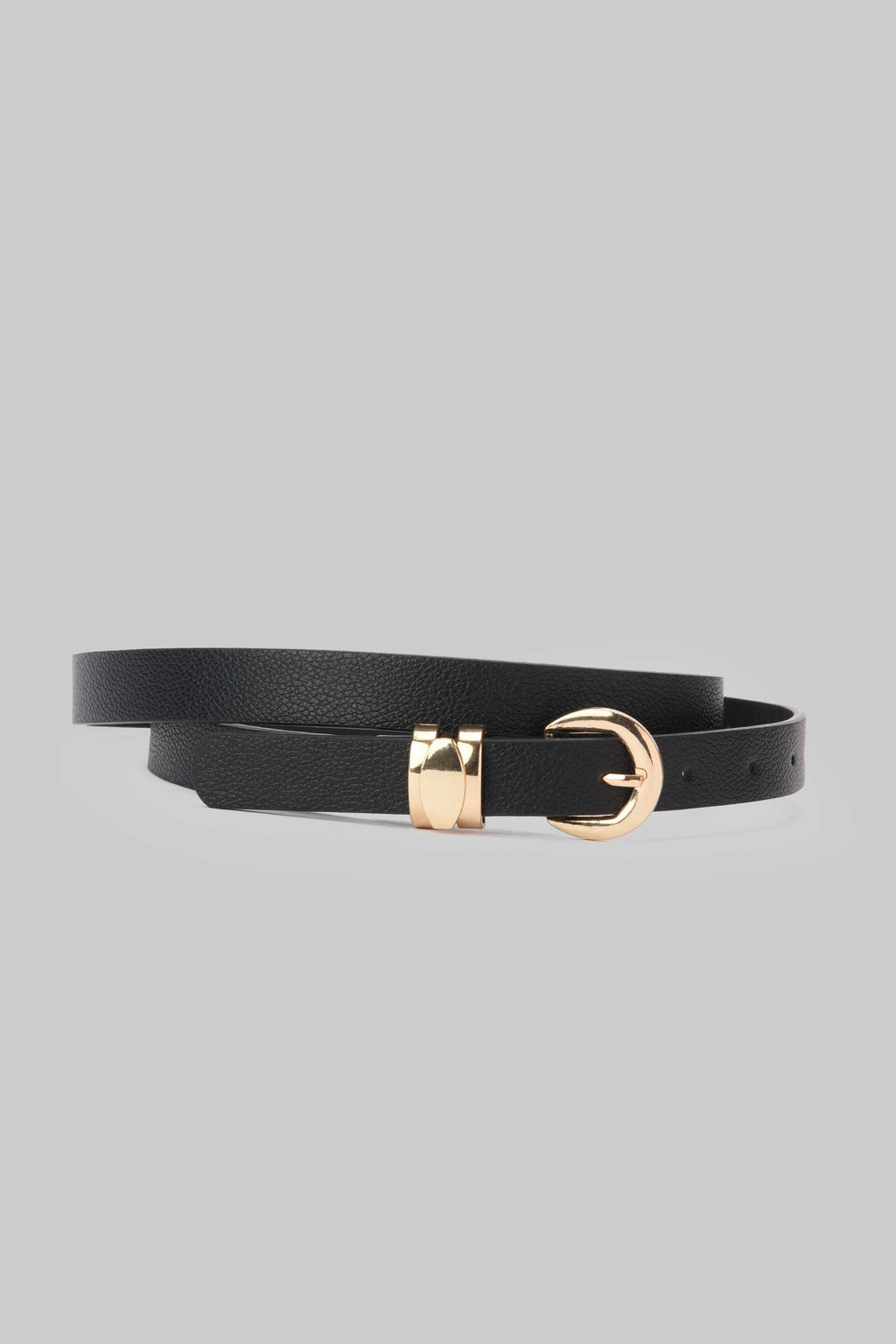 Black Minimal Gold Buckle Belt