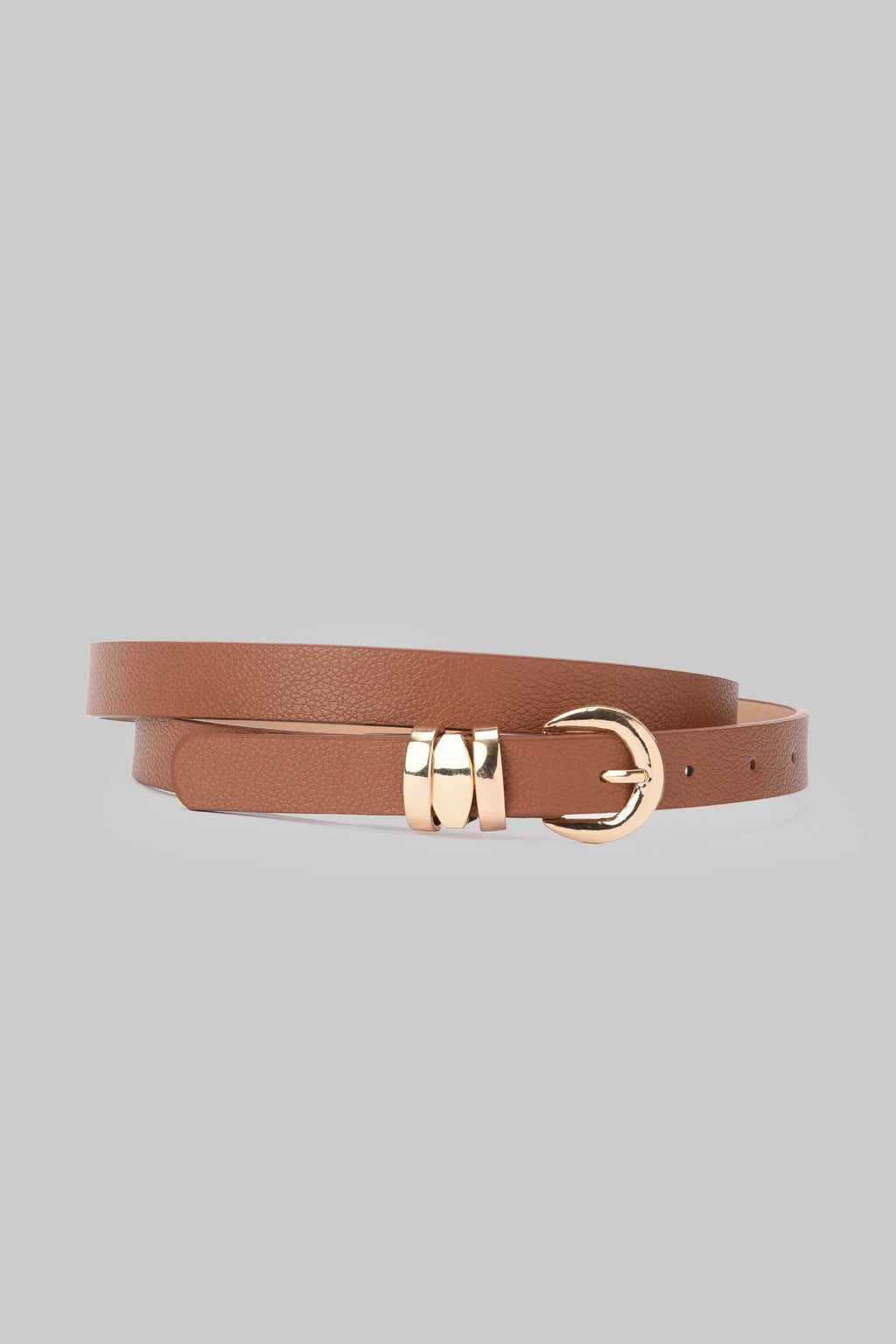 Honey Gold Buckle Skinny Belt