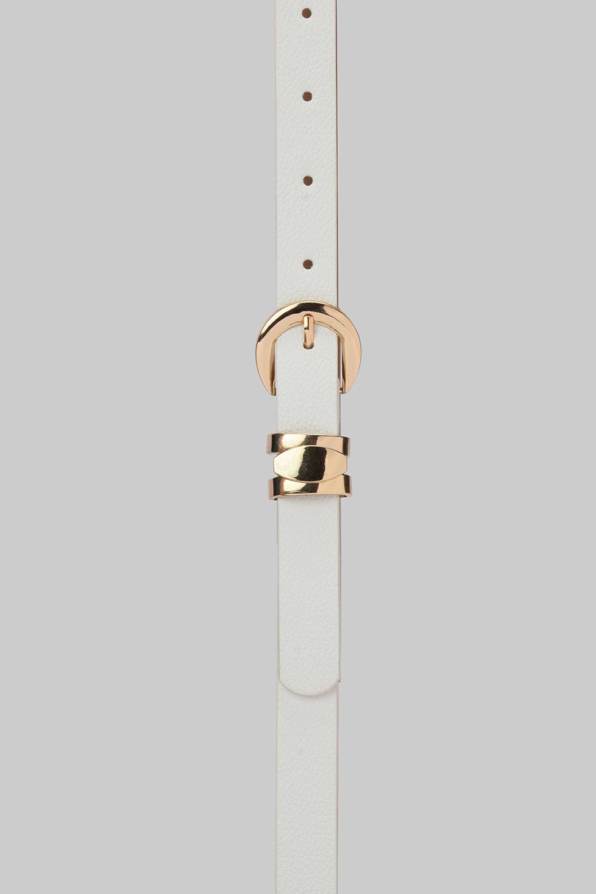 White Minimal Gold Buckle Belt Belt CIZARO - Cizaro Jeans