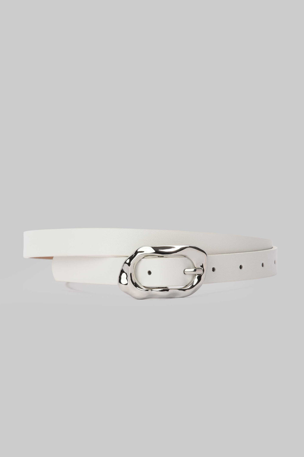 White Molten Buckle Belt