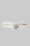 White Shell Buckle Belt belt CZBELT - Cizaro Jeans