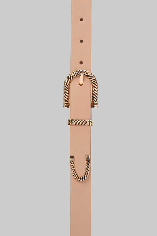 Beige Gold Western Buckle Belt