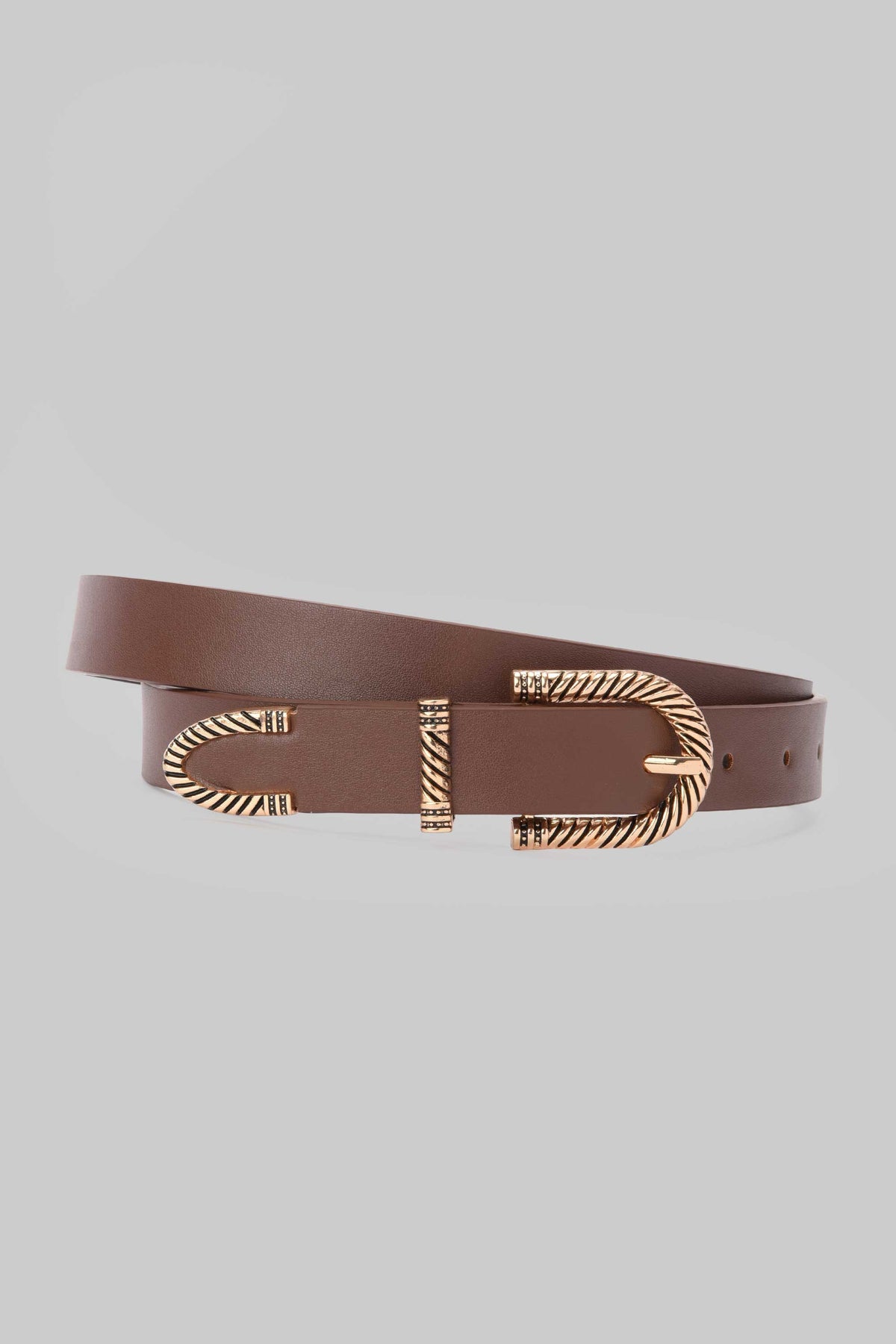 Chocolate Gold Western Buckle Belt Belt CIZARO - Cizaro Jeans