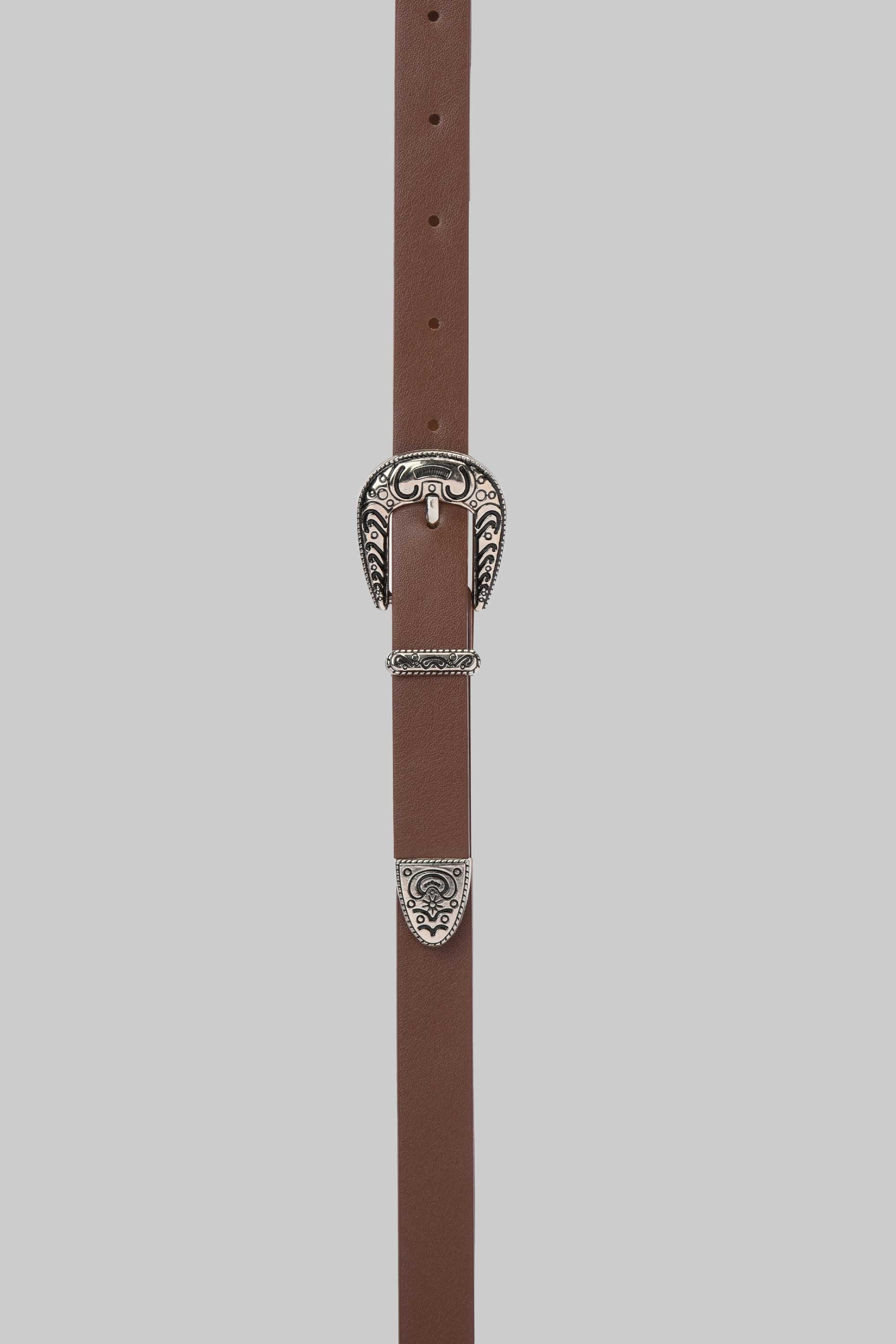 Western Slim Belt – Chocolate Belt CZBELT - Cizaro Jeans