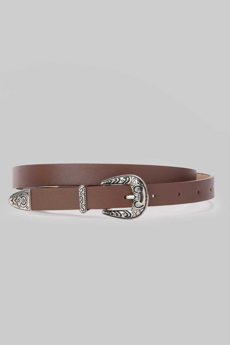 Western Slim Belt – Chocolate Belt CZBELT - Cizaro Jeans