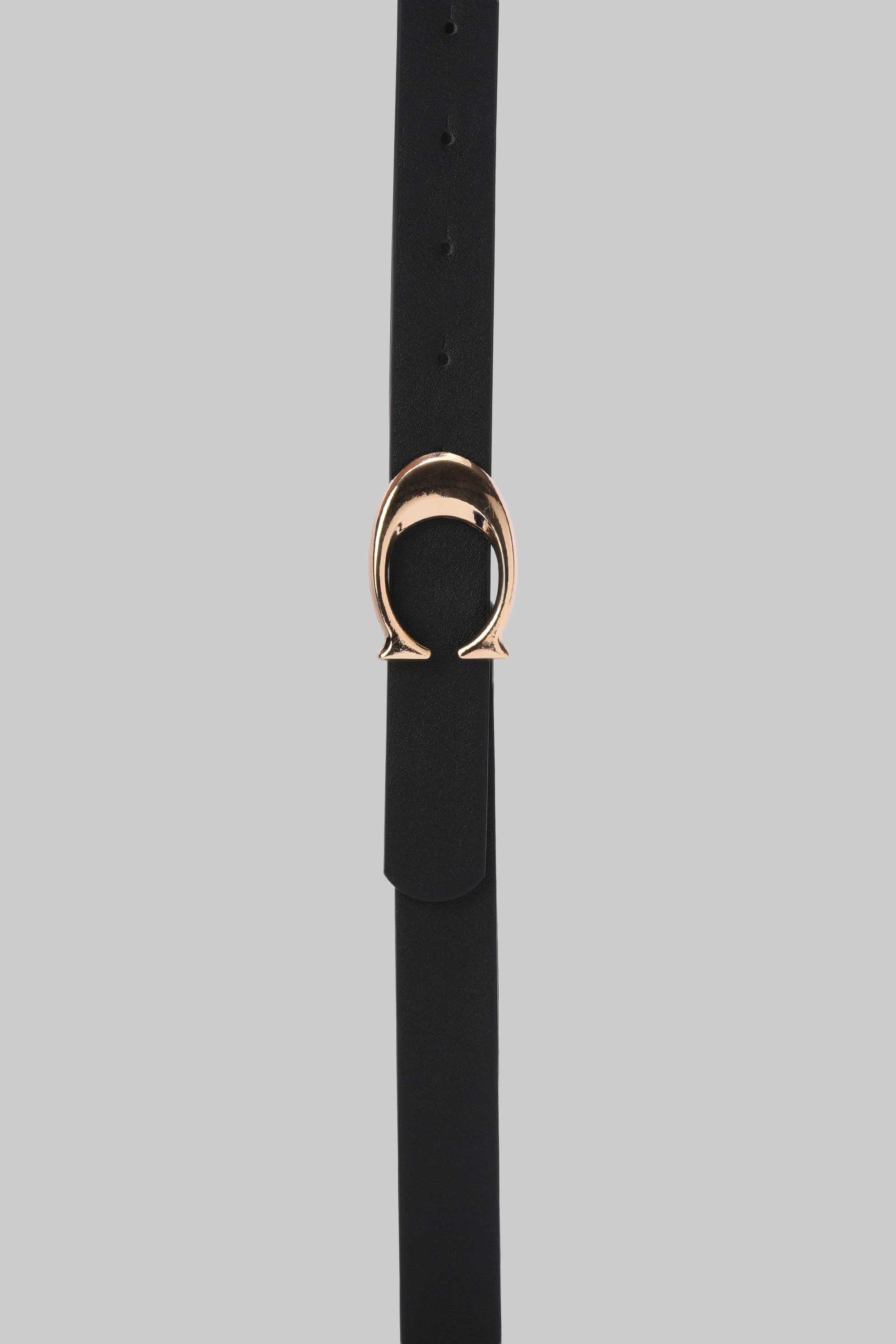 Black Horseshoe Buckle Slim Belt belt CIZARO - Cizaro Jeans