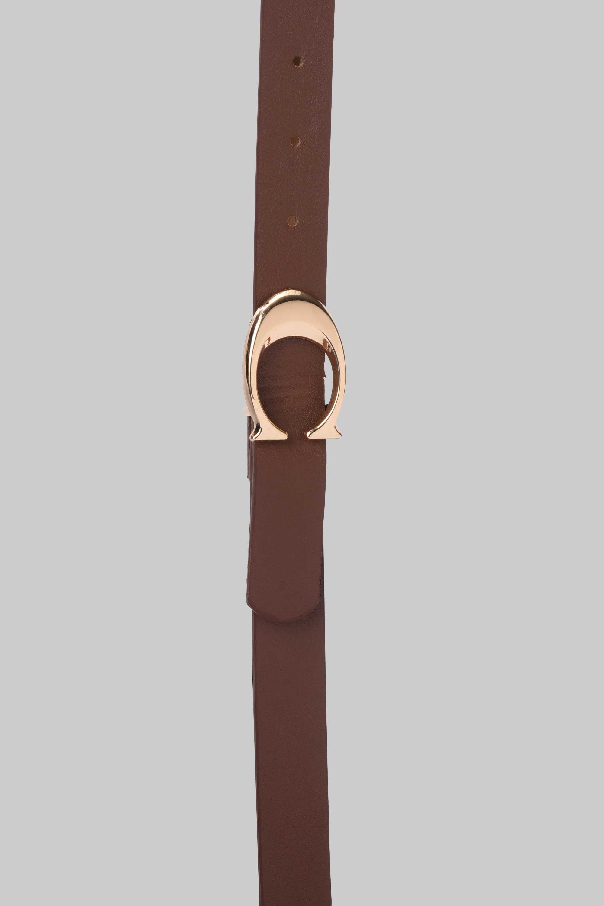 Chocolate Horseshoe Buckle Slim Belt belt CIZARO - Cizaro Jeans