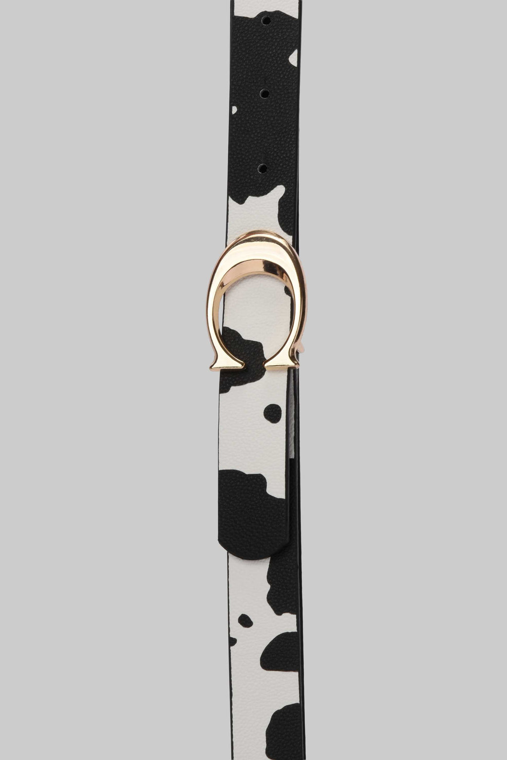 Cow Print Horseshoe Buckle Statement Belt belt CIZARO - Cizaro Jeans