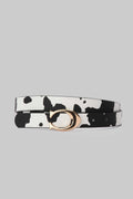 Cow Print Horseshoe Buckle Statement Belt belt CIZARO - Cizaro Jeans