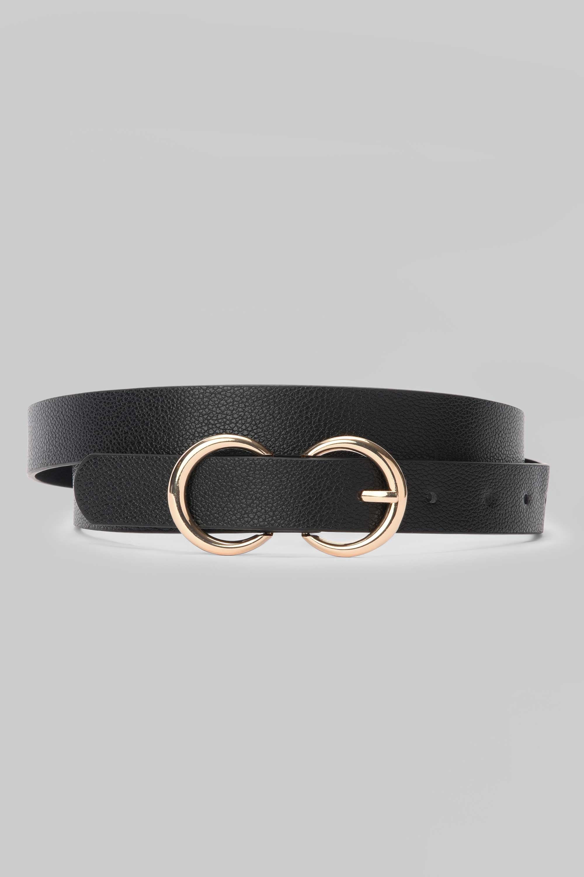 Black Double Ring Belt belt CIZARO - Cizaro Jeans