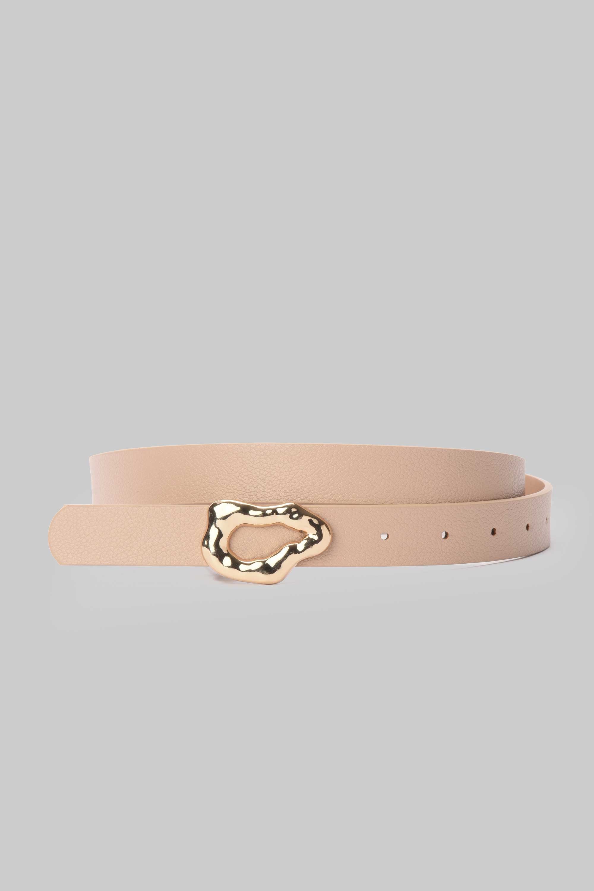 Beige Organic Gold Buckle Belt belt CIZARO - Cizaro Jeans