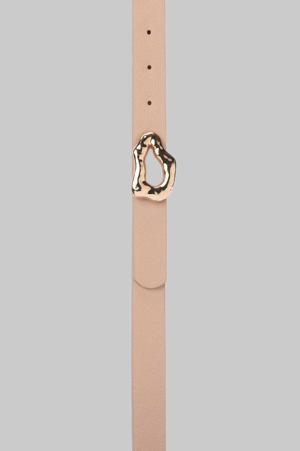 Beige Organic Gold Buckle Belt