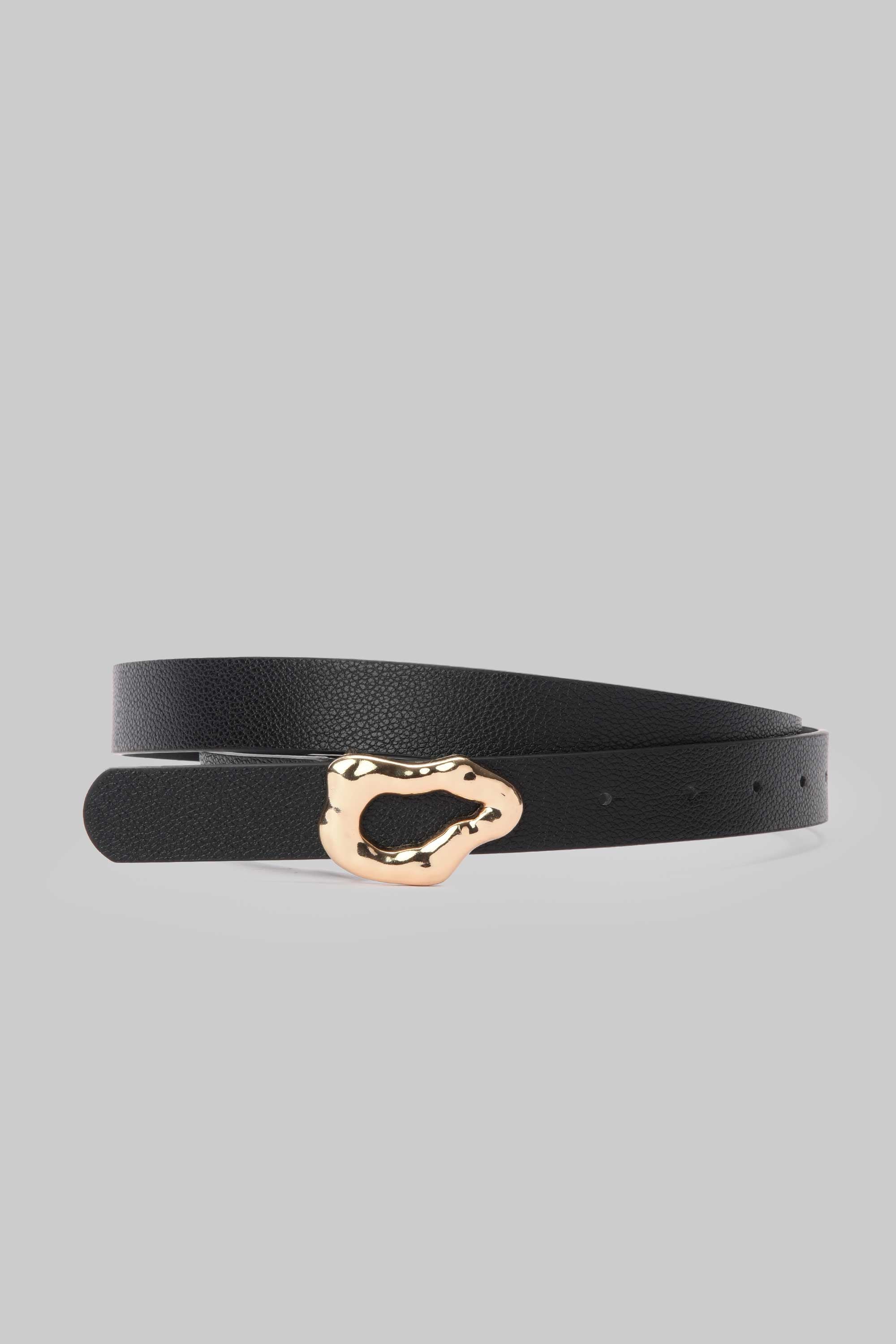 Black Organic Gold Buckle Belt Belt CIZARO - Cizaro Jeans