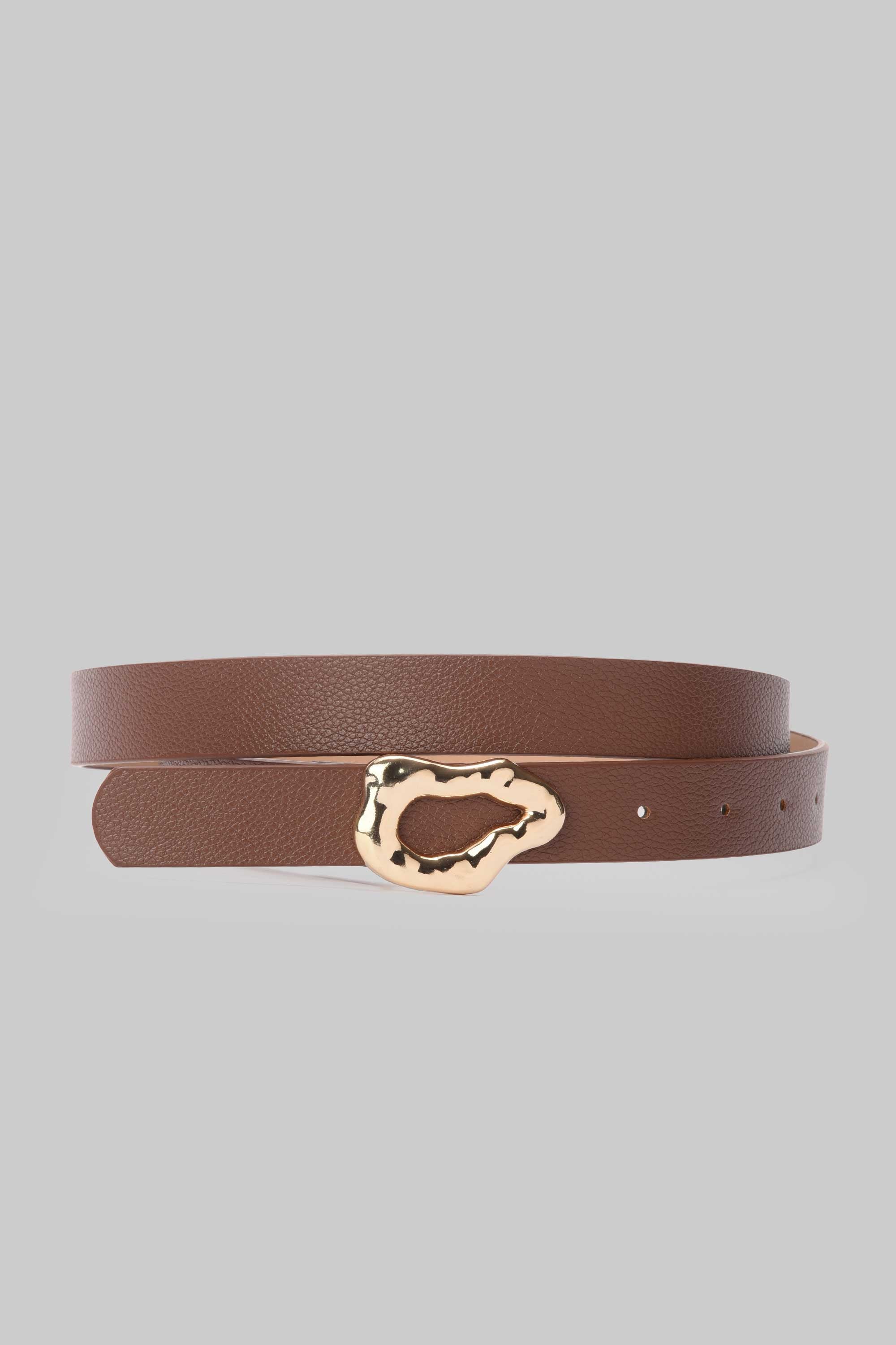 Brown Organic Gold Buckle Belt
