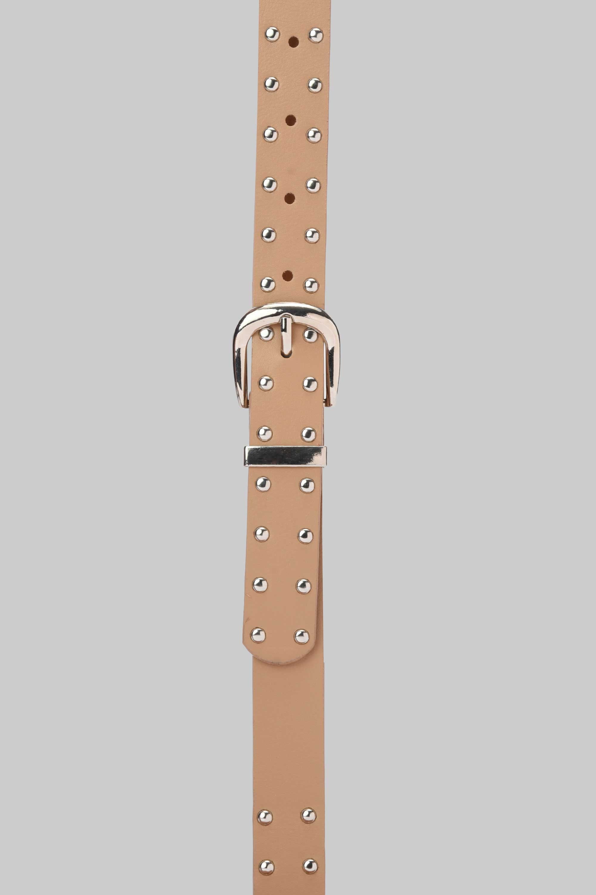 Beige Studded Skinny Belt belt CIZARO - Cizaro Jeans