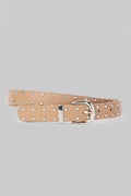 Beige Studded Skinny Belt belt CIZARO - Cizaro Jeans
