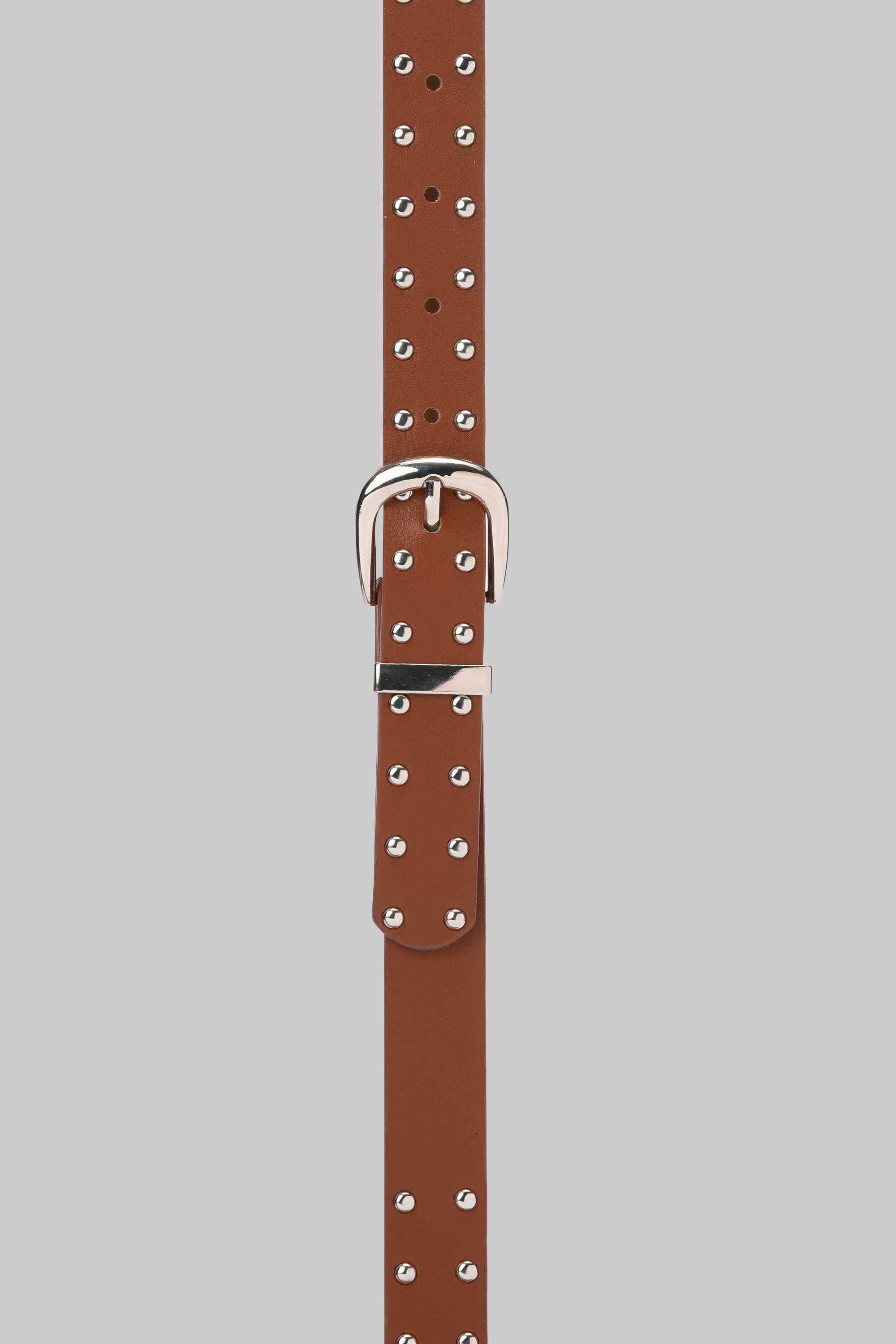 Honey Brown Studded Skinny Belt blet CIZARO - Cizaro Jeans
