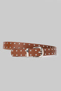 Honey Brown Studded Skinny Belt blet CIZARO - Cizaro Jeans