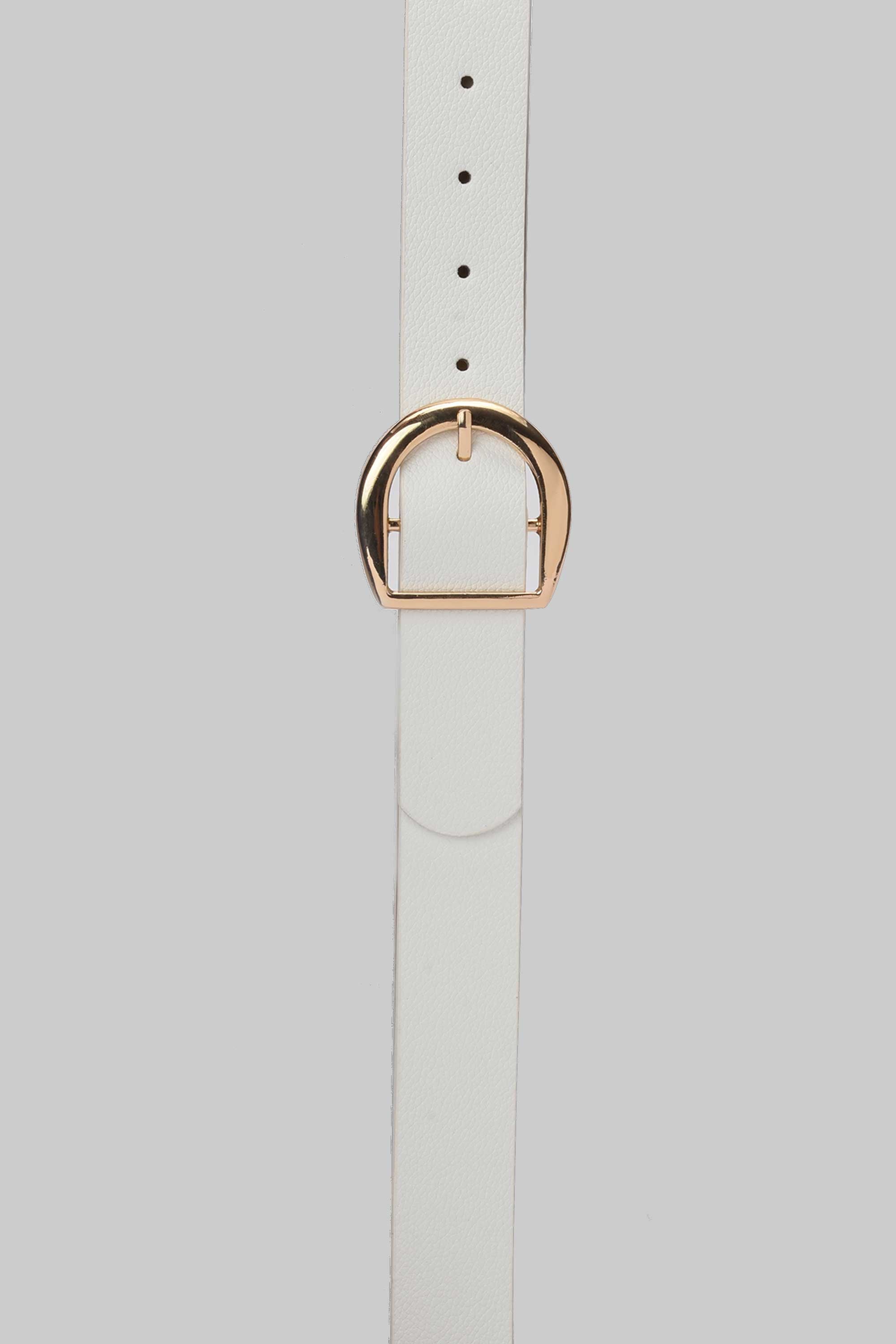 White D Buckle Slim Belt belt CZBELT - Cizaro Jeans