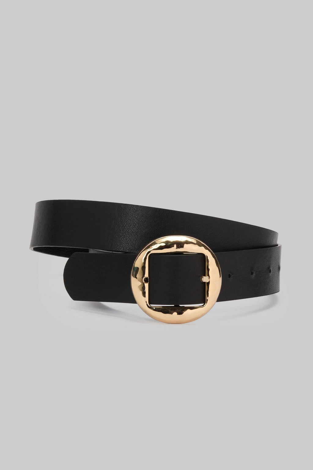 Black Hammered Circle Buckle Belt belt CIZARO - Cizaro Jeans