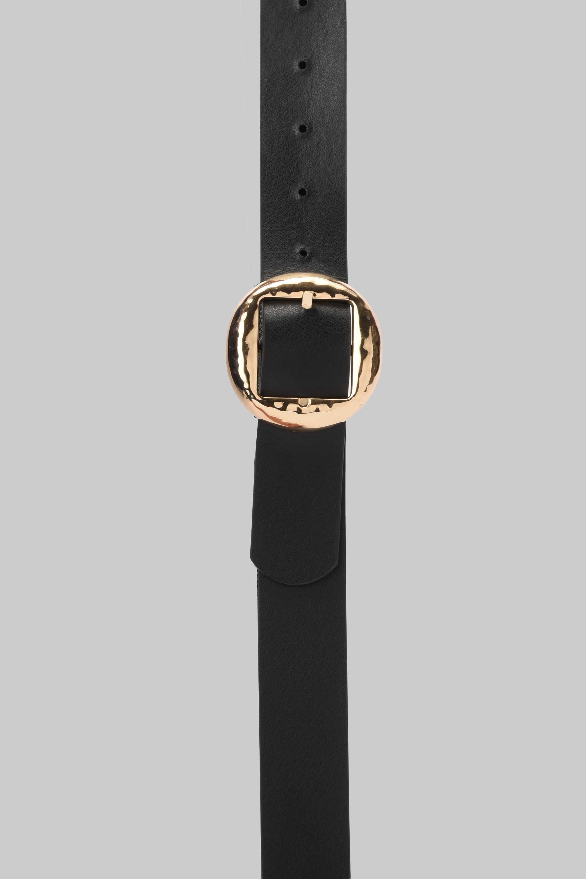 Black Hammered Circle Buckle Belt belt CIZARO - Cizaro Jeans