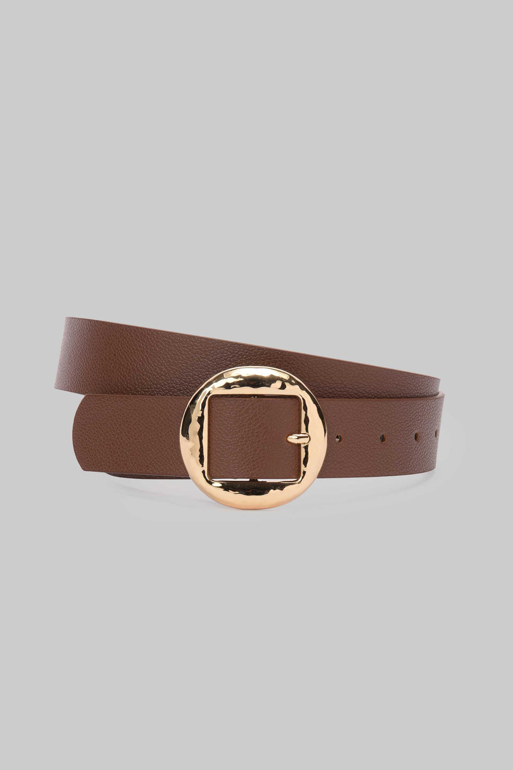 Brown Hammered Circle Buckle Belt belt CIZARO - Cizaro Jeans