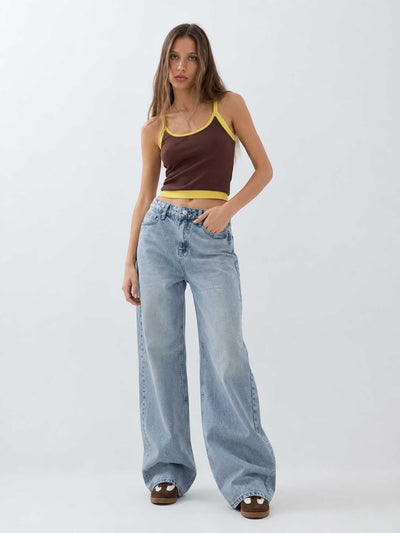 Baggy – High-Waist Flex Waist Light Acid Blue Jeans Baggy CIZARO - Cizaro Jeans