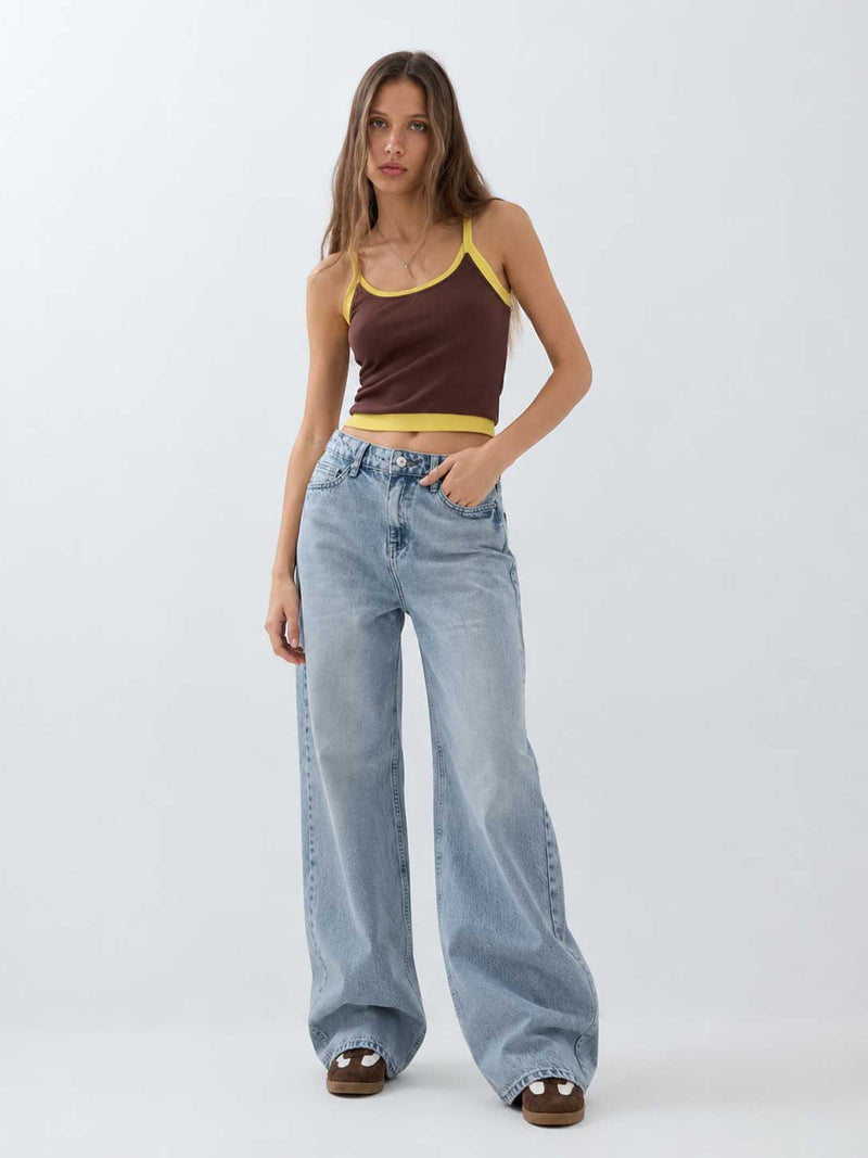 Baggy – High-Waist Flex Waist Light Acid Blue Jeans Baggy CIZARO - Cizaro Jeans