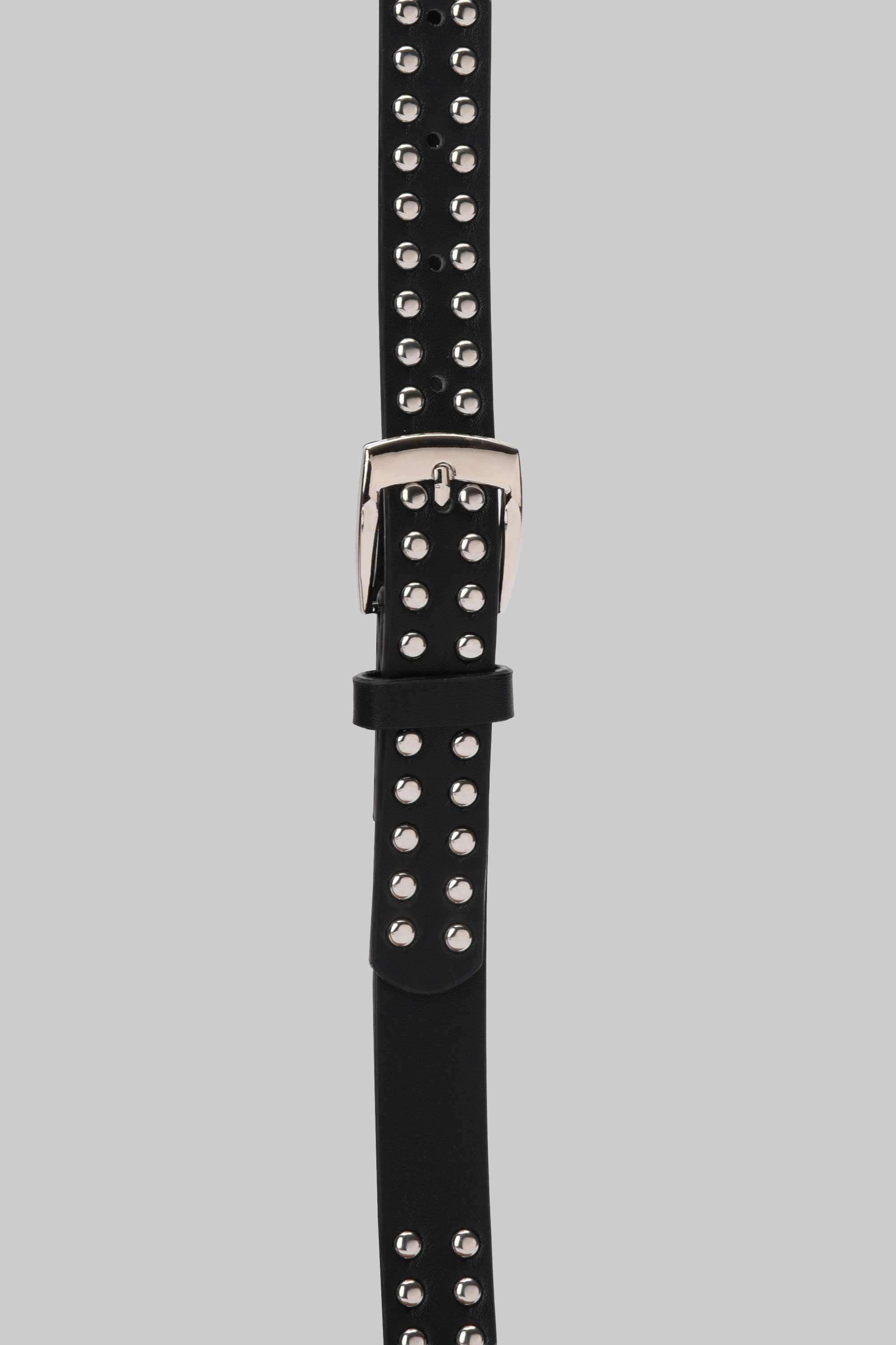 Black Studded Silver Buckle Belt Belt CIZARO - Cizaro Jeans