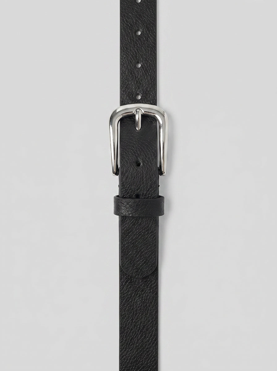 Black Classic Silver Buckle Belt belt CZBELT - Cizaro Jeans