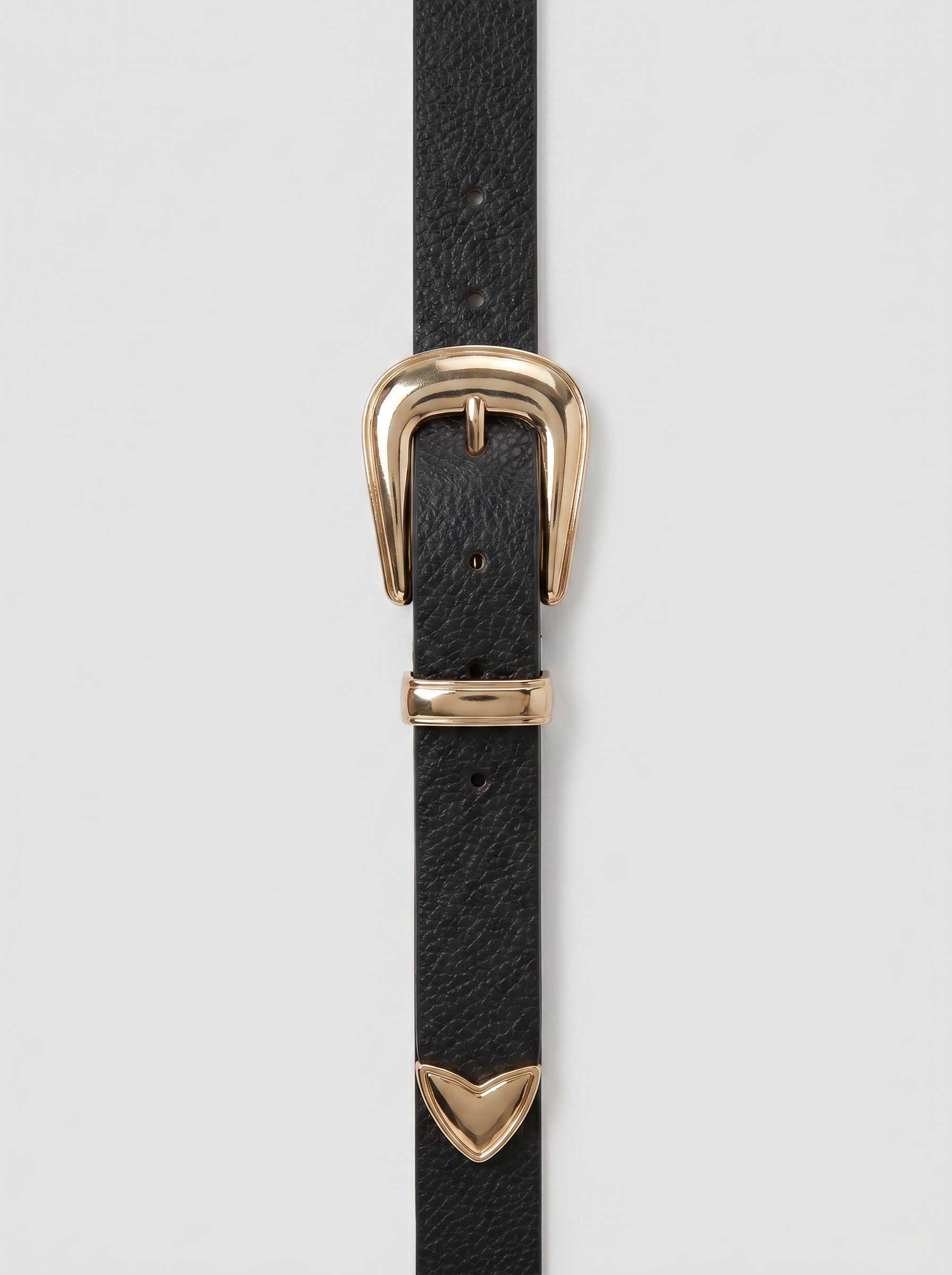 Black Gold Buckle Slim Belt belt CZBELT - Cizaro Jeans