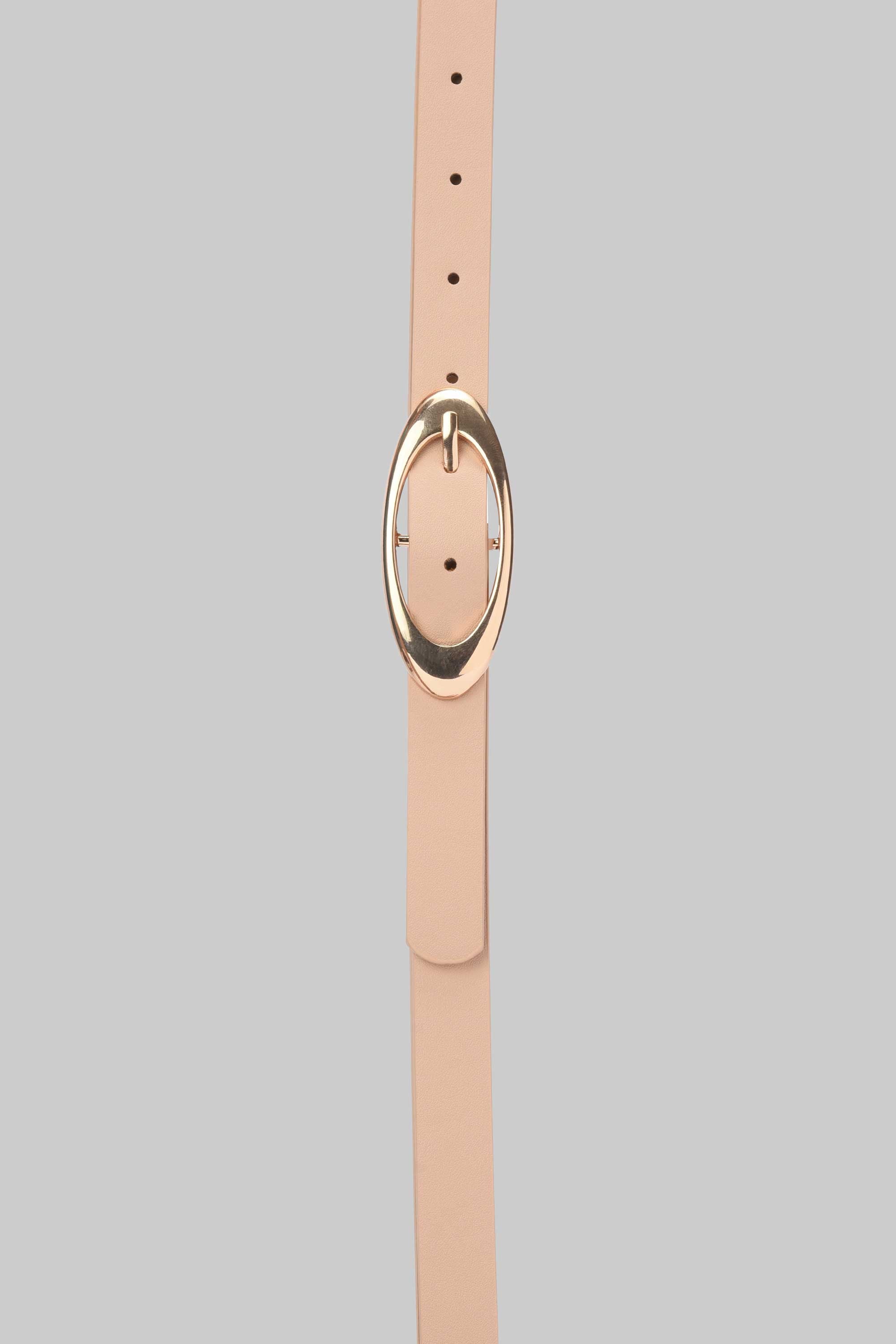 Beige Oval Buckle Slim Belt belt CZBELT - Cizaro Jeans
