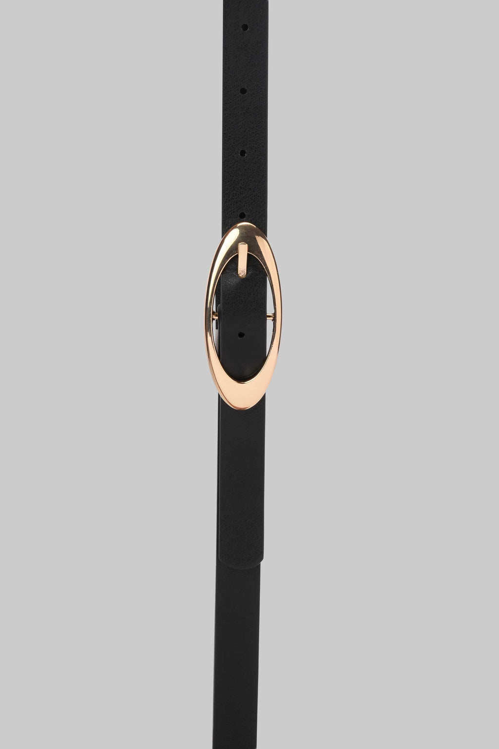 Black Oval Buckle Slim Belt belt CZBELT - Cizaro Jeans