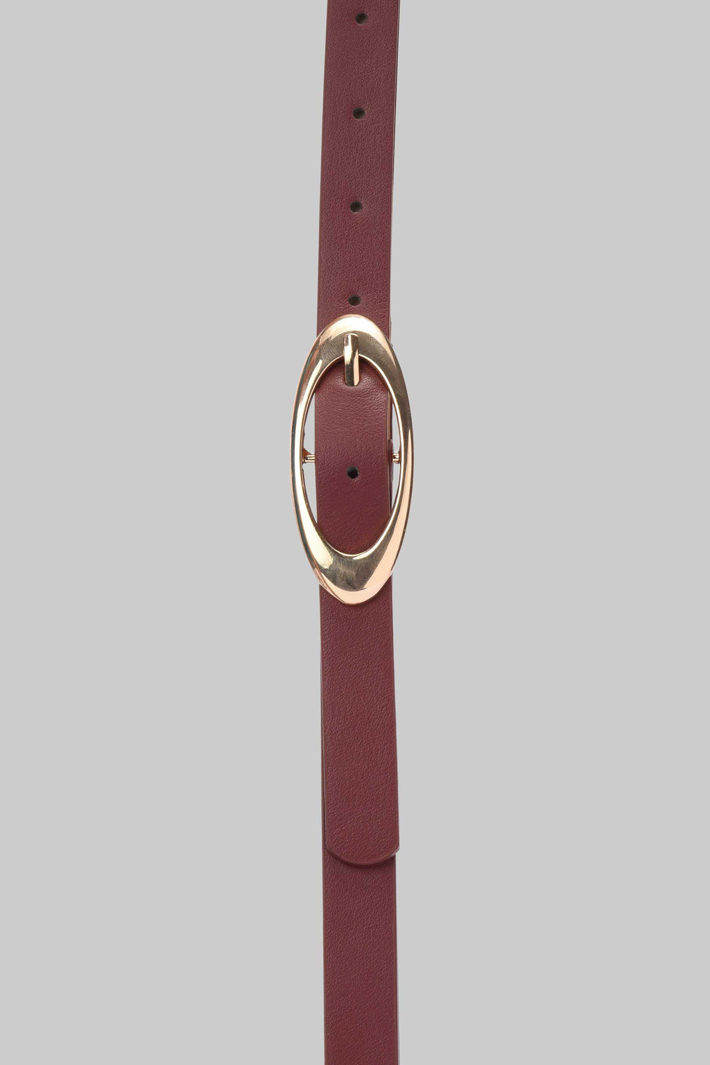Burgundy Oval Buckle Slim Belt belt CZBELT - Cizaro Jeans