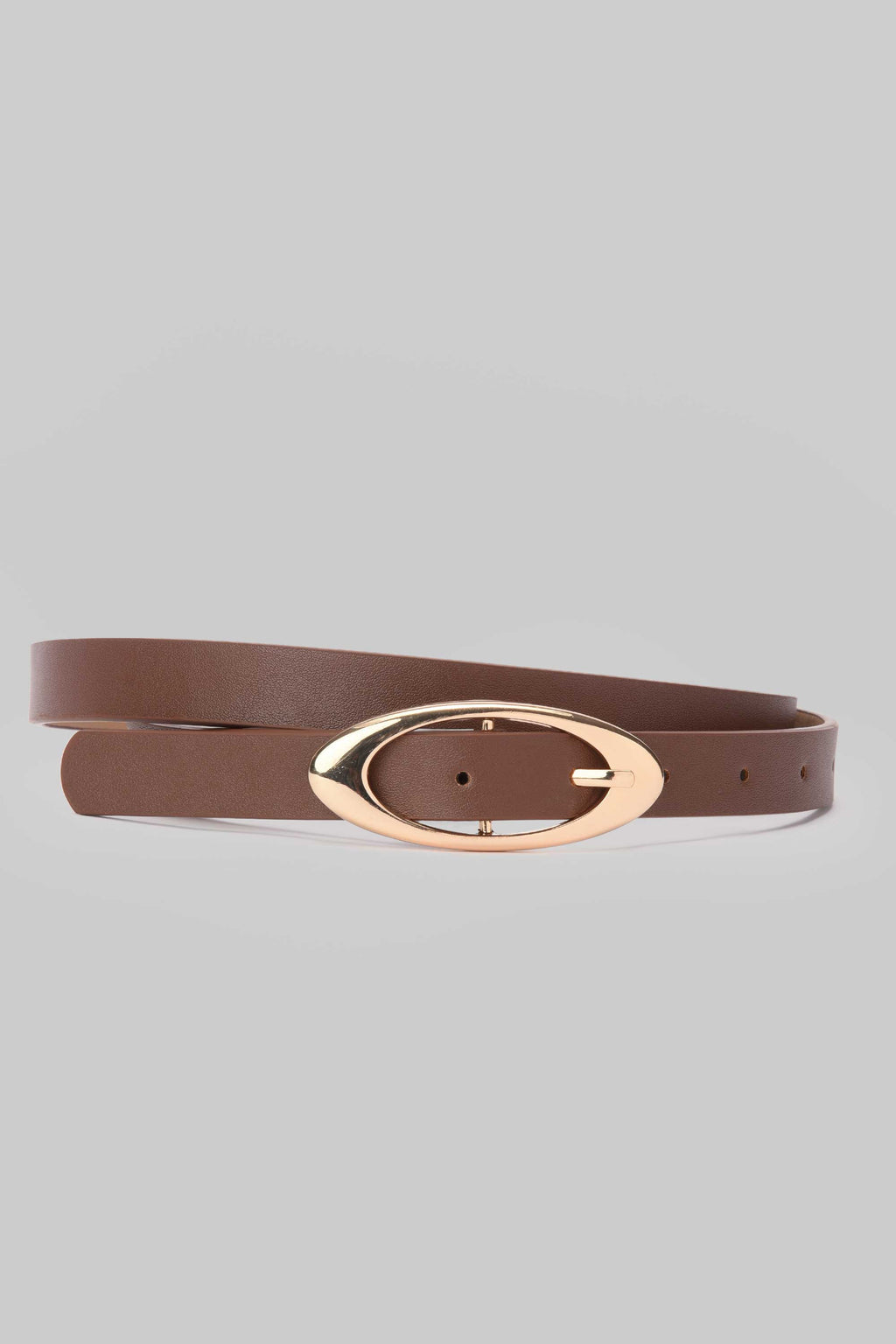 Chocolate Oval Buckle Slim Belt belt CZBELT - Cizaro Jeans