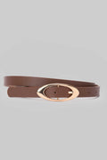 Chocolate Oval Buckle Slim Belt belt CZBELT - Cizaro Jeans