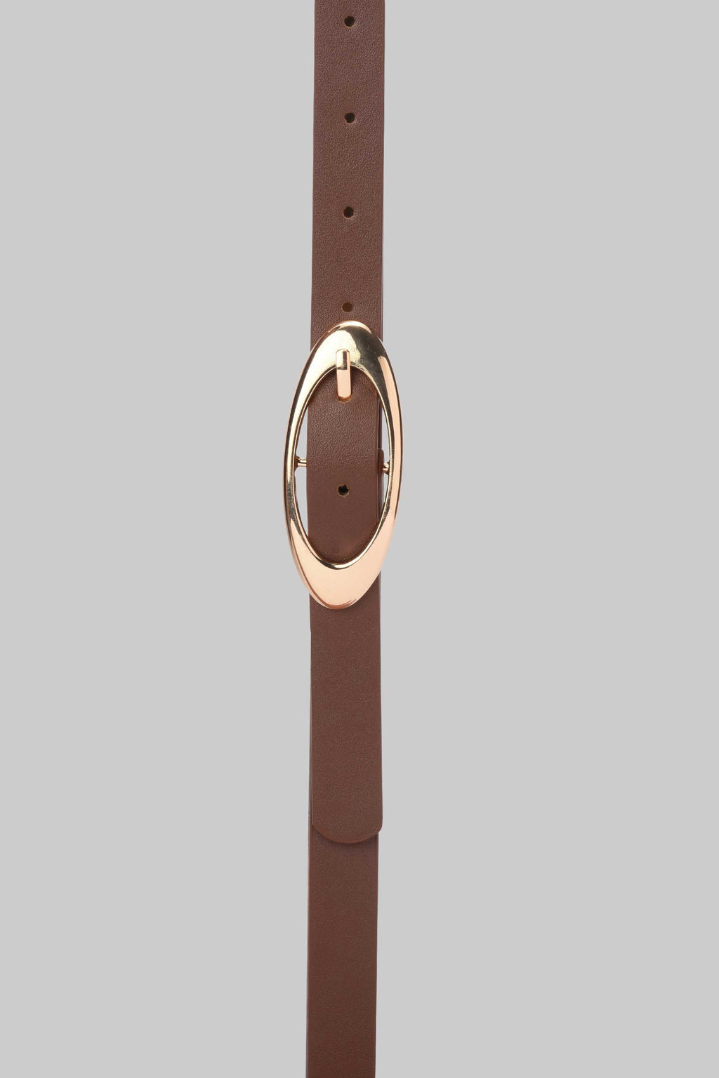Chocolate Oval Buckle Slim Belt belt CZBELT - Cizaro Jeans