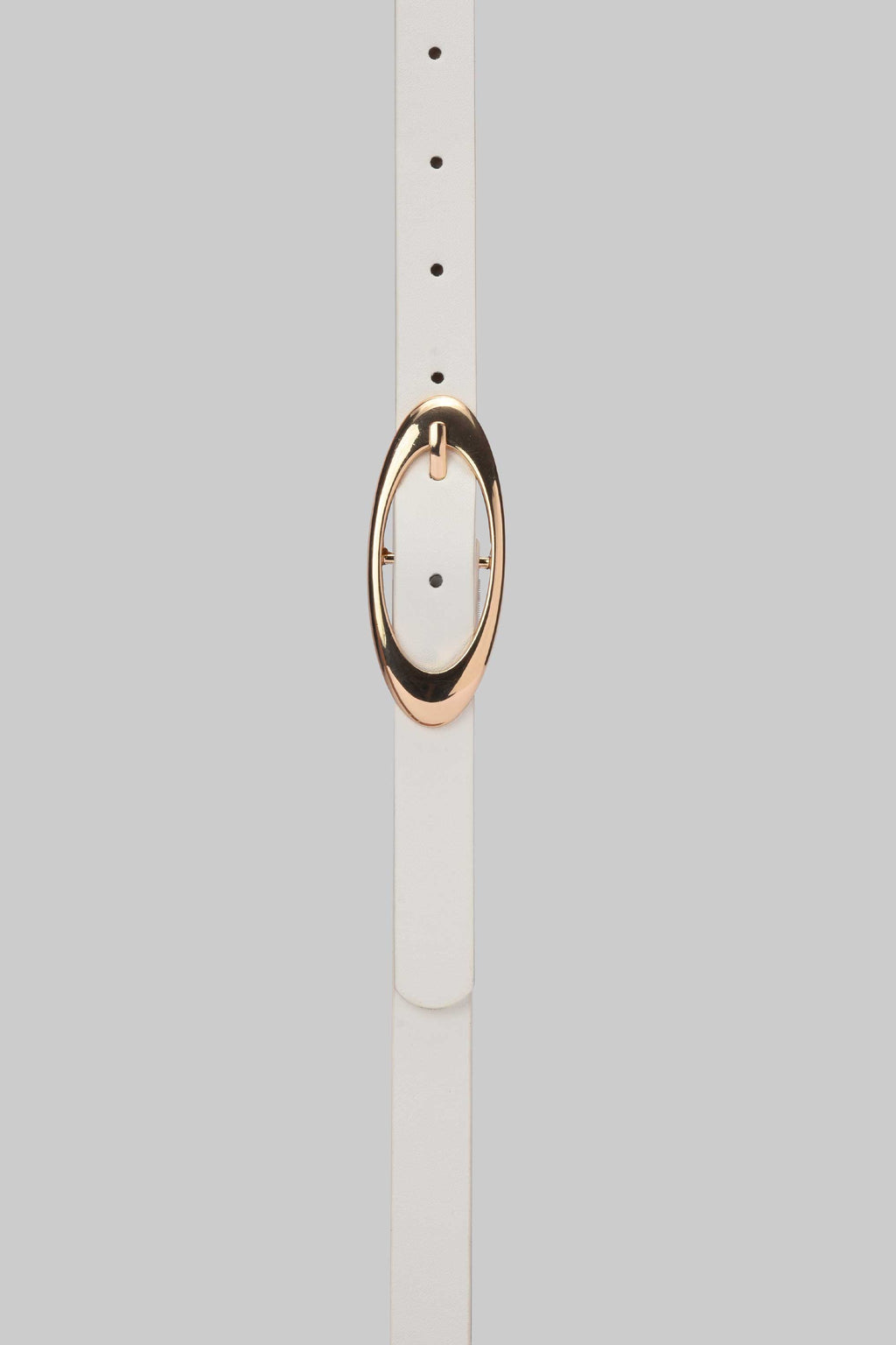 White Oval Buckle Slim Belt belt CZBELT - Cizaro Jeans