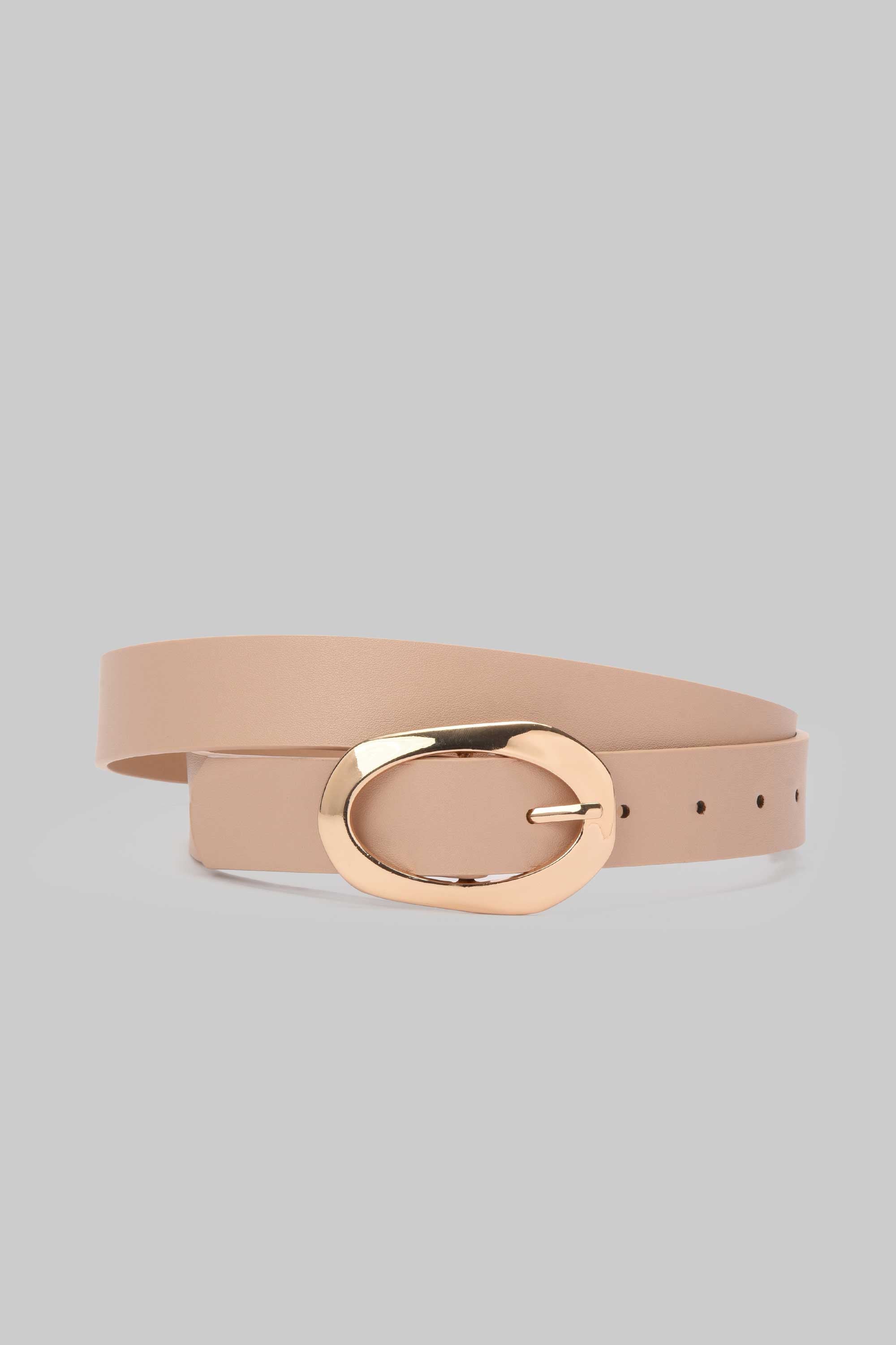Beige Organic Oval Buckle Belt