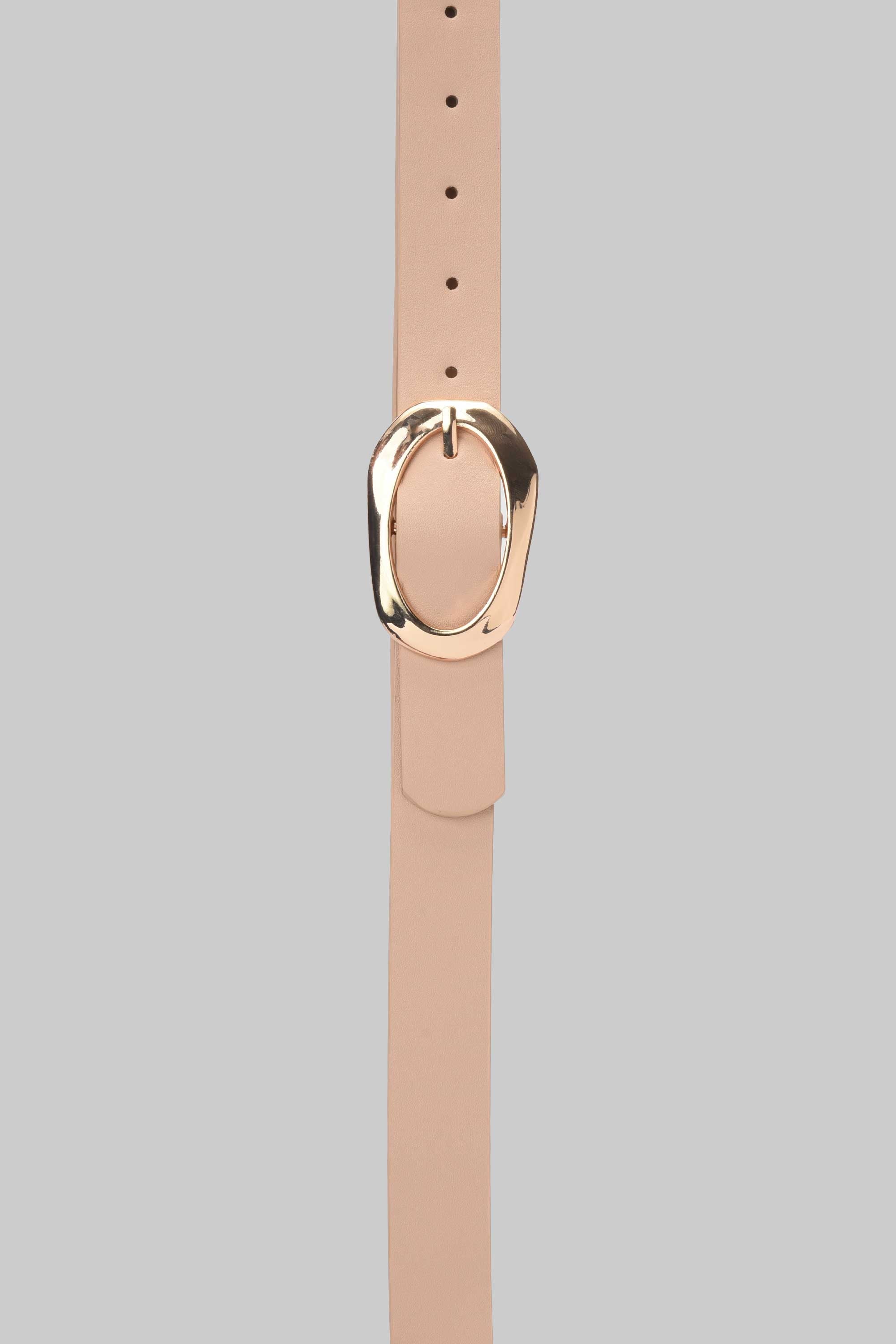 Beige Organic Oval Buckle Belt