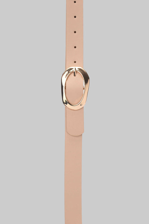 Beige Organic Oval Buckle Belt