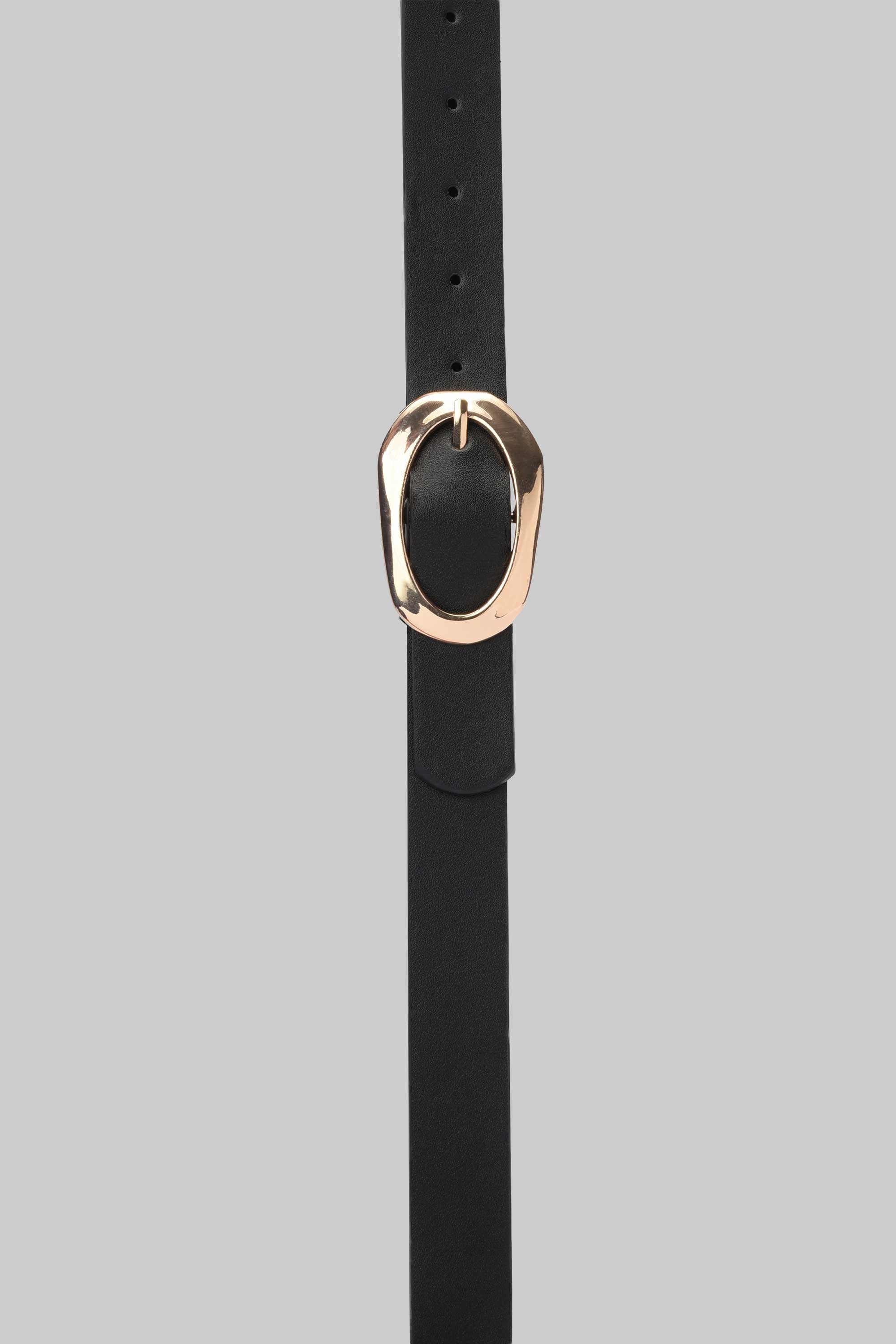 Black Organic Oval Buckle Belt