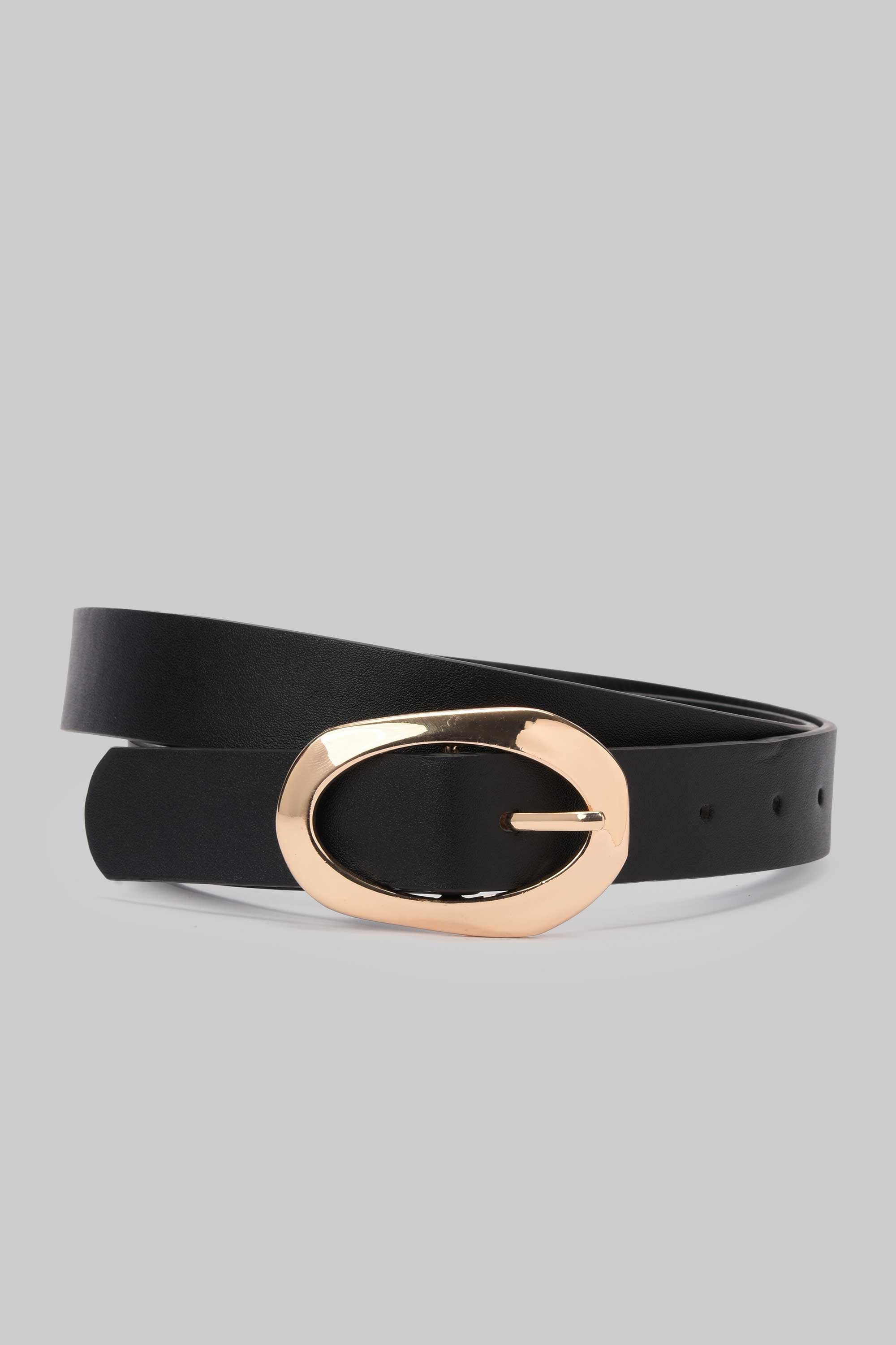 Black Organic Oval Buckle Belt