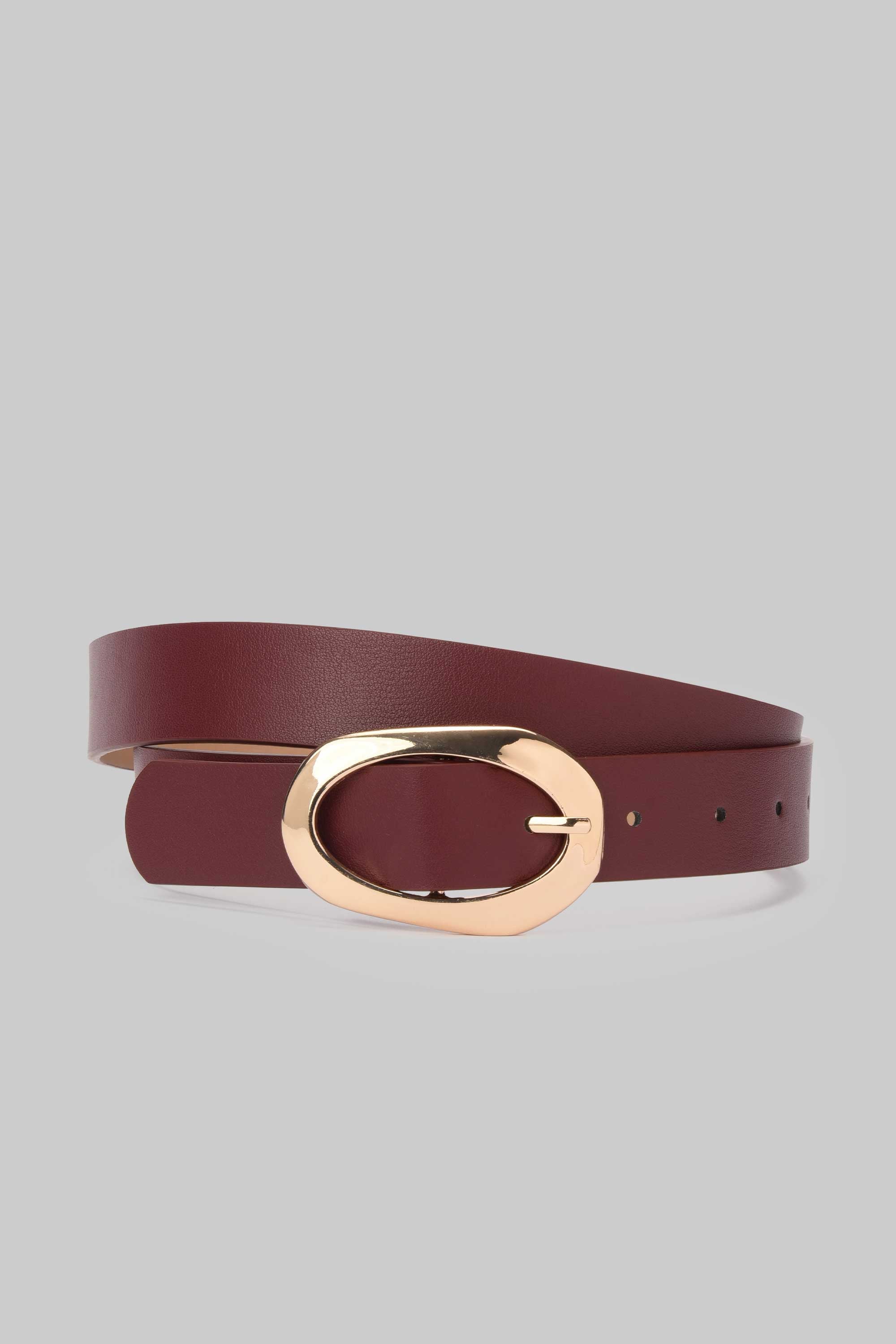 Burgundy Organic Oval Buckle Belt