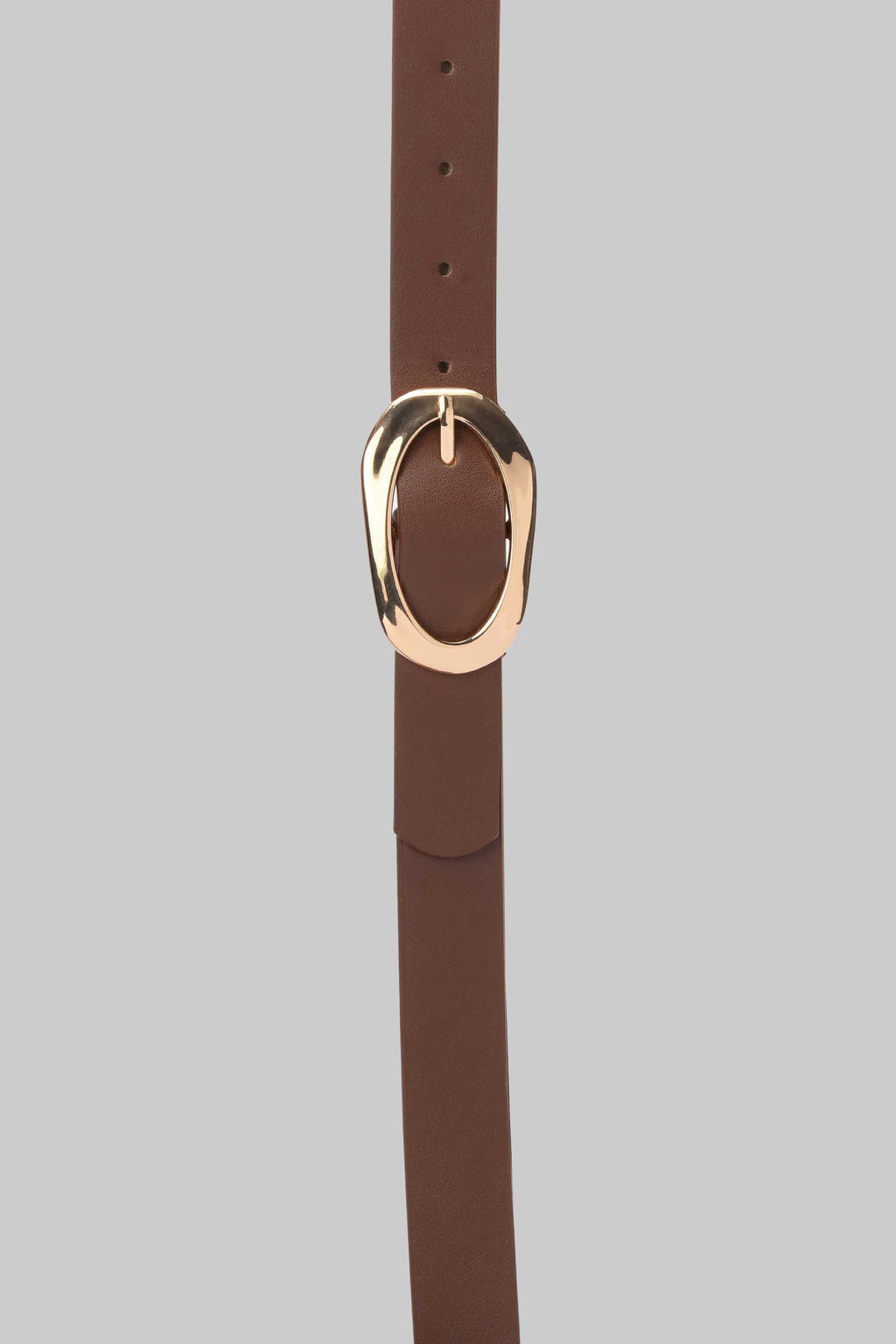 Chocolate Organic Oval Buckle Belt belt CIZARO - Cizaro Jeans