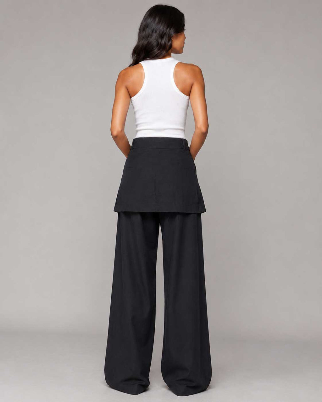 Wrap Waist Wide-Leg Black Linen Pants Linen CIZARO - Cizaro Jeans