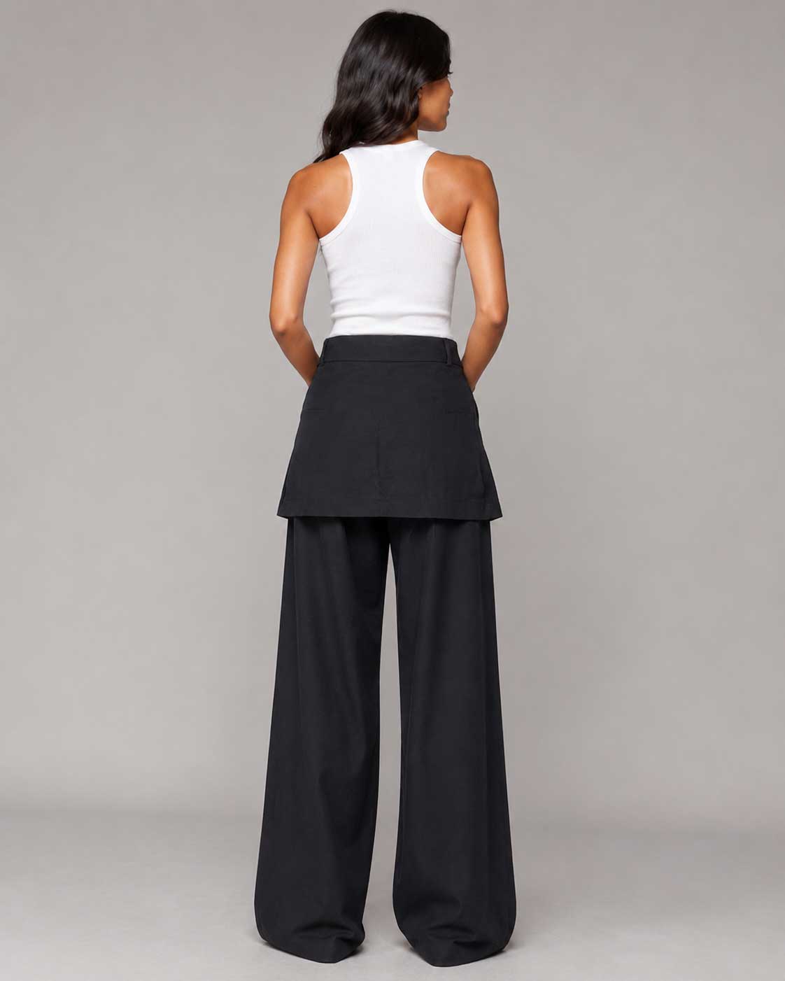 Wrap Waist Wide-Leg Black Linen Pants Linen CIZARO - Cizaro Jeans
