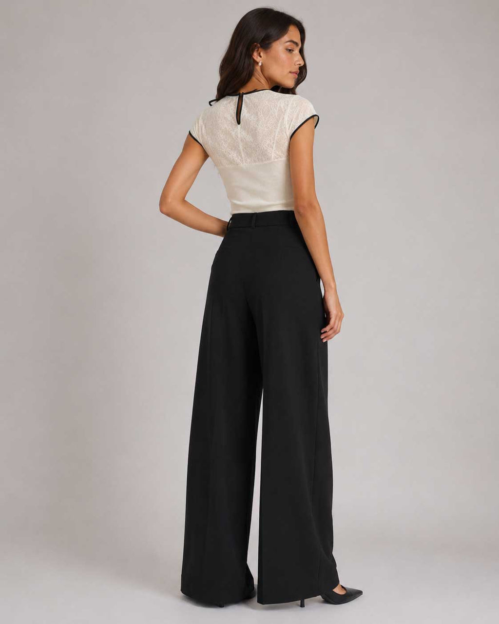Wrap Waist Wide-Leg Black Linen Pants Linen CIZARO - Cizaro Jeans